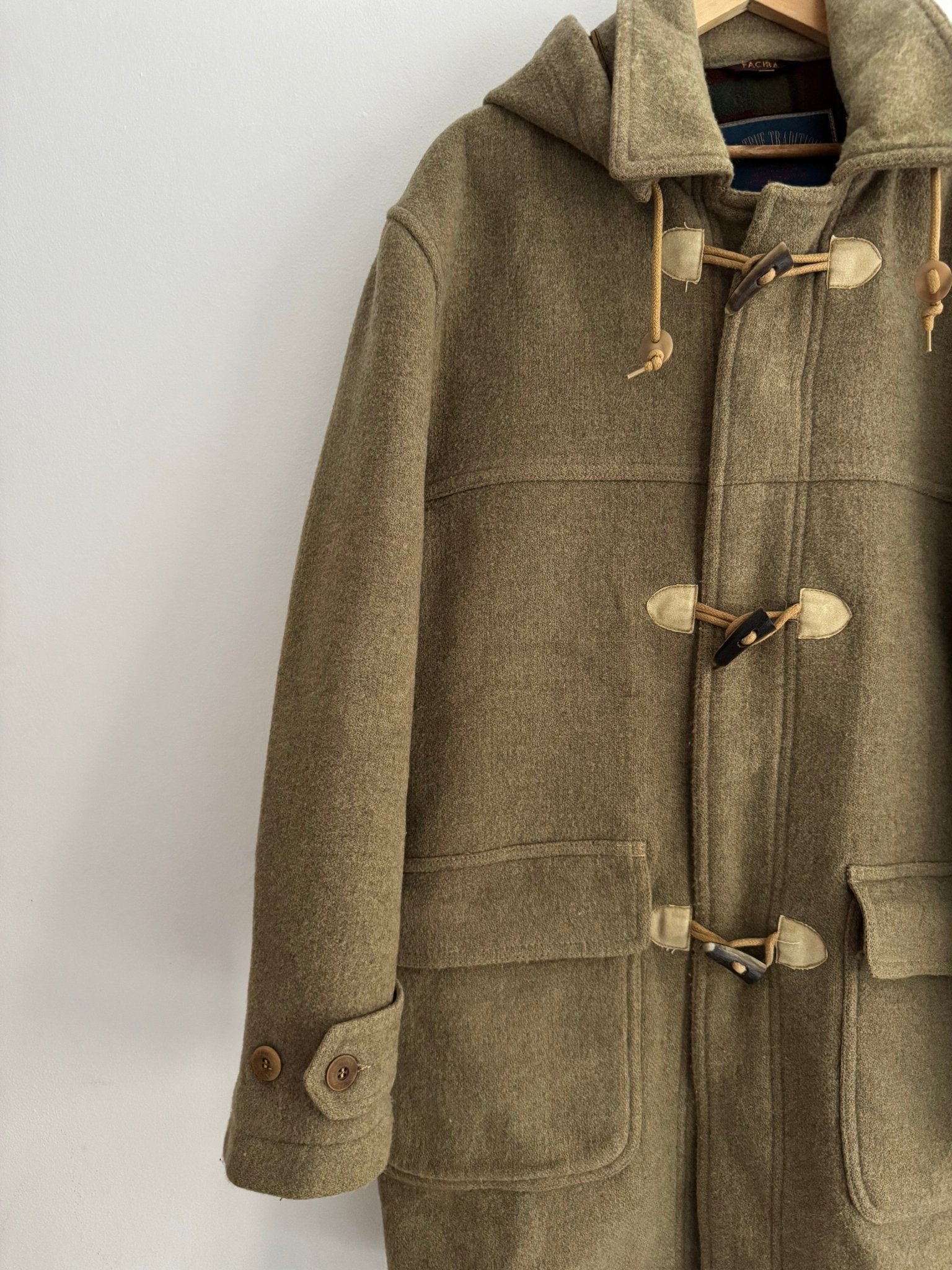 🧥 Palton Vintage Duffle Verde Deschis din Lână – EU 52 (XL Bărbați) - anbracaminte