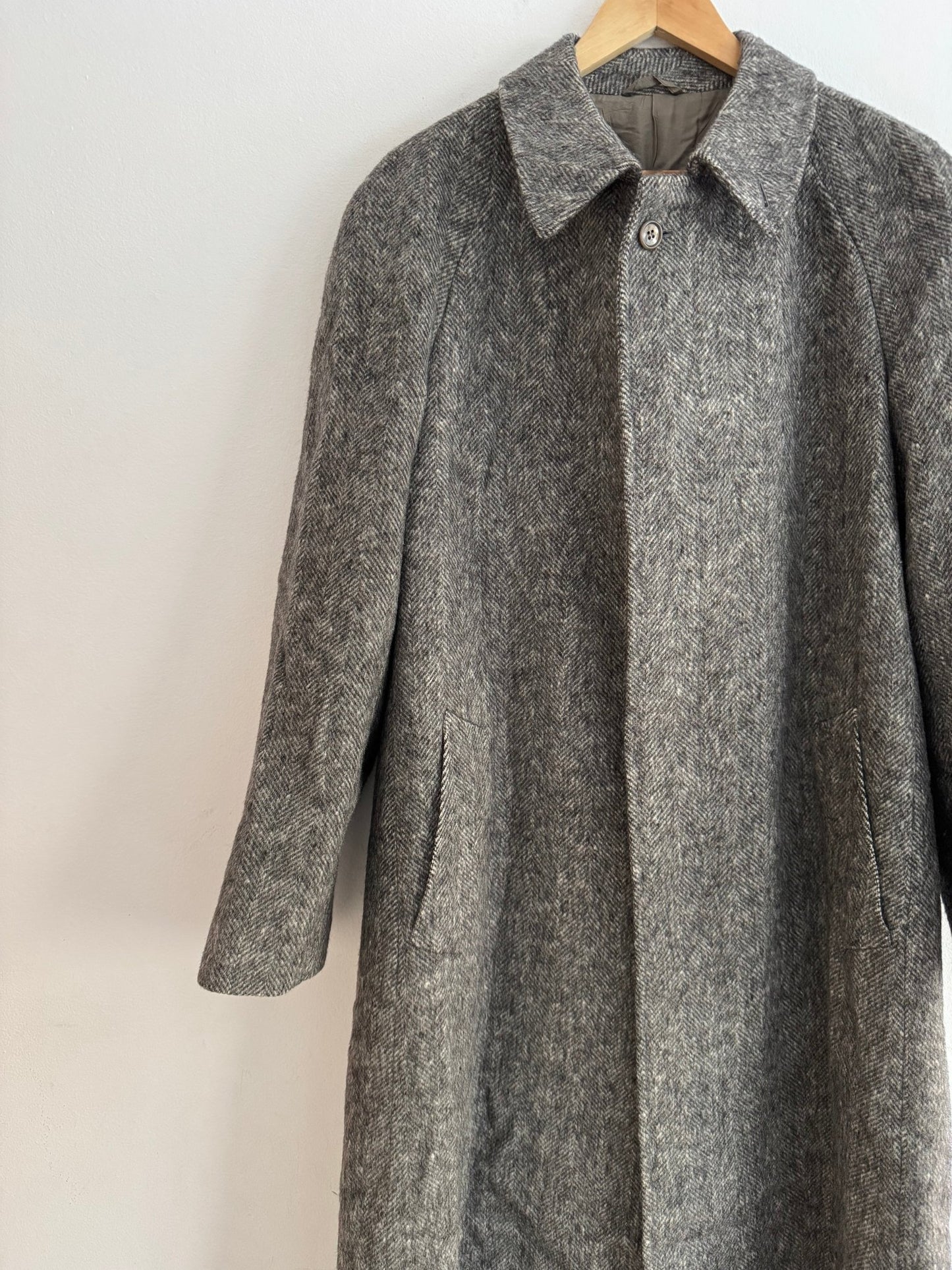 🧥 Palton Vintage Gri din Lână Virgină – Mărimea 50 (L Bărbați) - anbracaminte