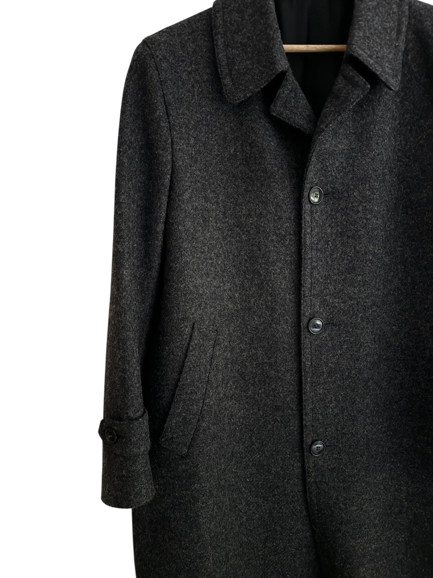Palton Vintage Gri Închis – 100% Lână Virgină – Men’s M - anbracaminte