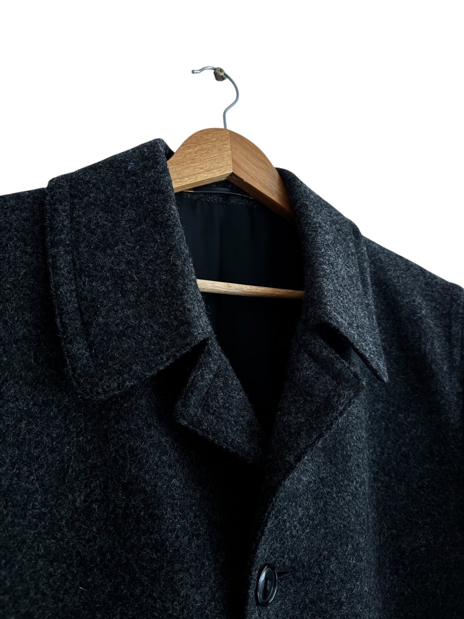 Palton Vintage Gri Închis – 100% Lână Virgină – Men’s M - anbracaminte