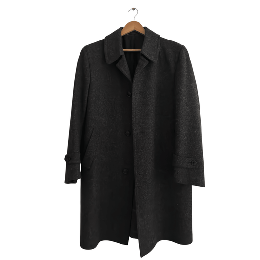 Palton Vintage Gri Închis – 100% Lână Virgină – Men’s M - anbracaminte