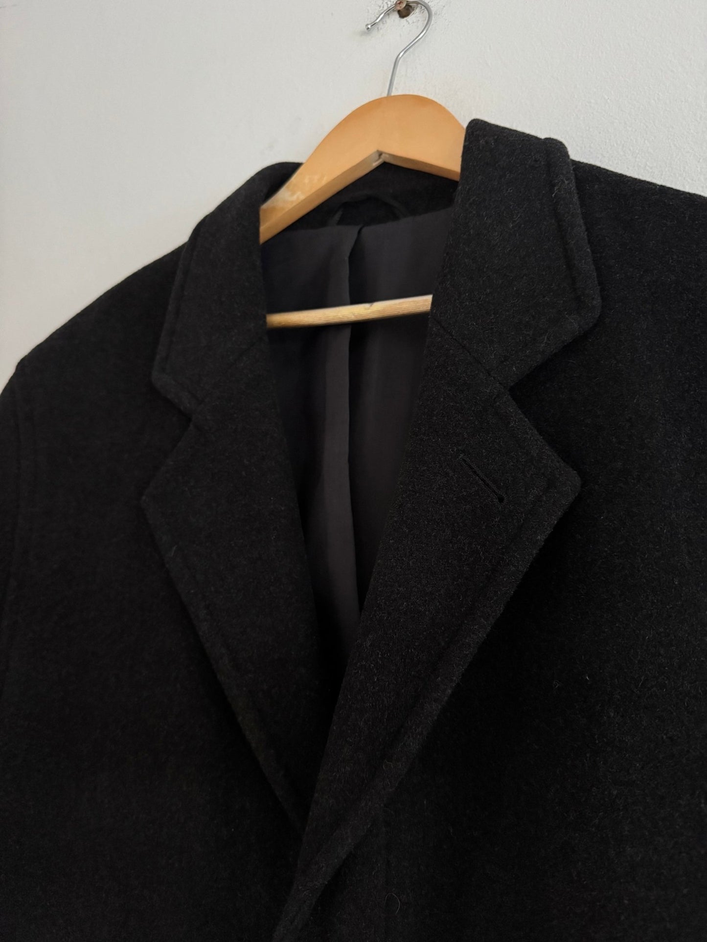 🧥 Palton Vintage Negru din Lână – M / S Oversized Bărbați - anbracaminte