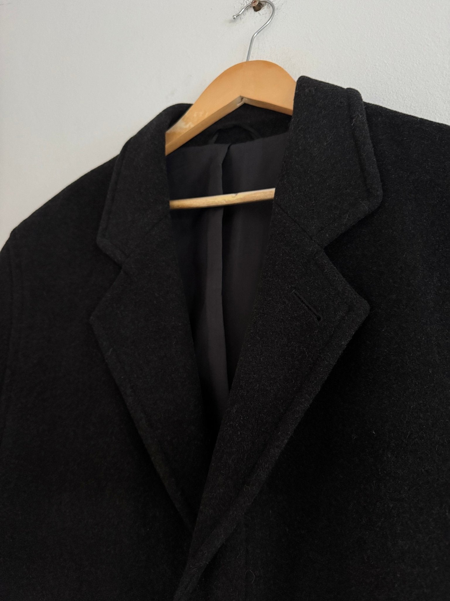 🧥 Palton Vintage Negru din Lână – M / S Oversized Bărbați - anbracaminte
