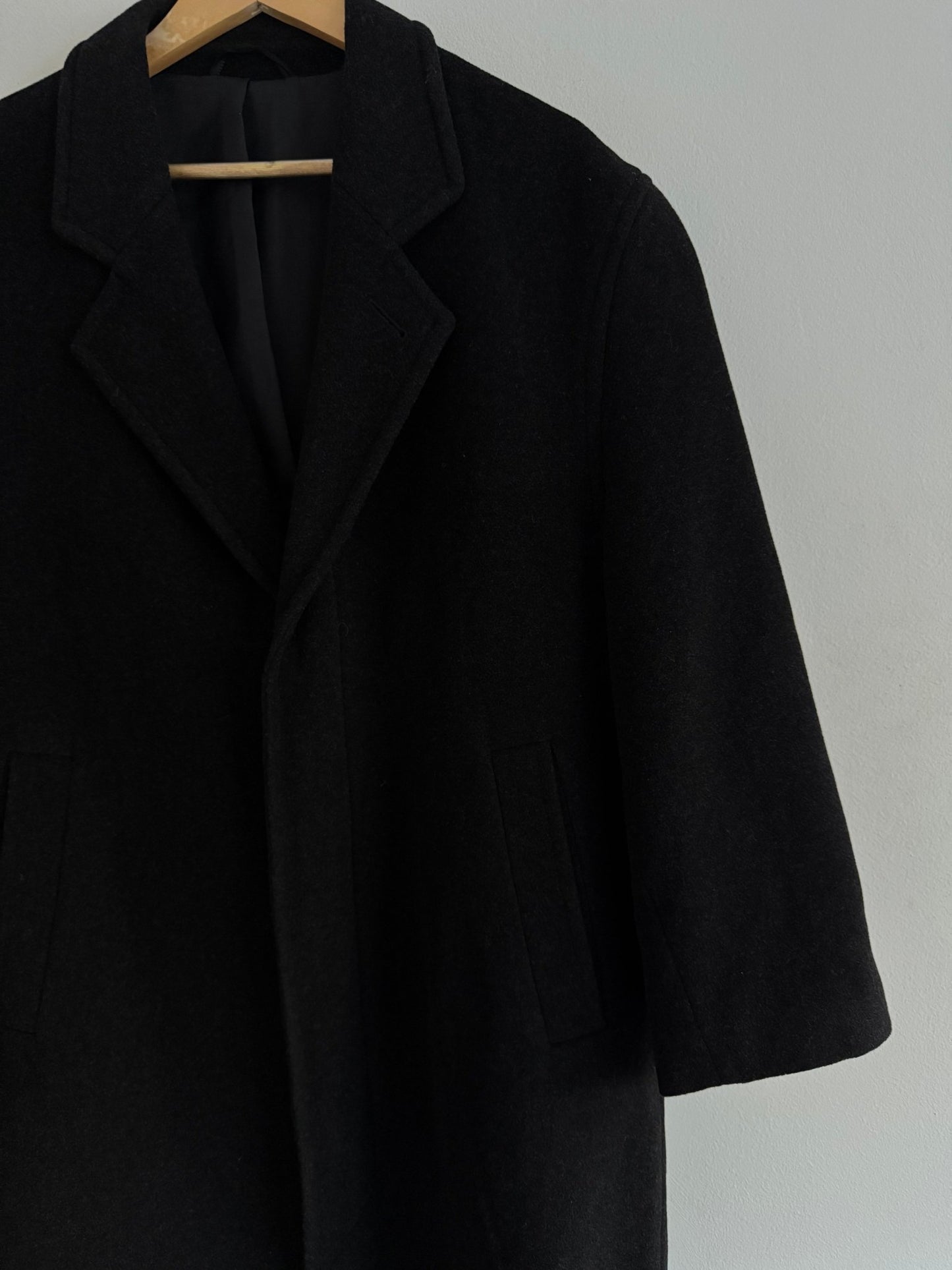 🧥 Palton Vintage Negru din Lână – M / S Oversized Bărbați - anbracaminte
