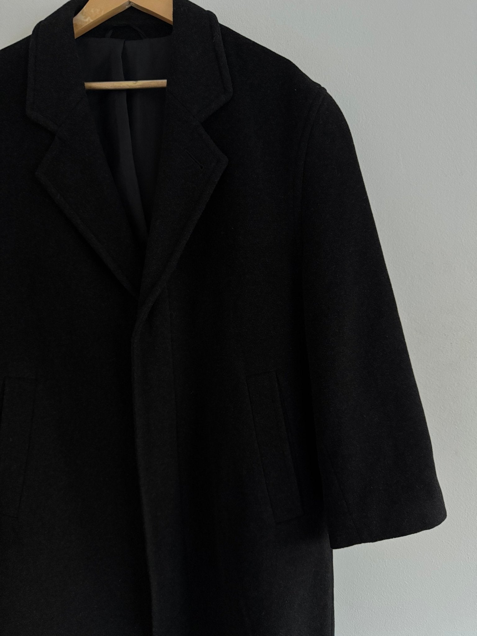 🧥 Palton Vintage Negru din Lână – M / S Oversized Bărbați - anbracaminte