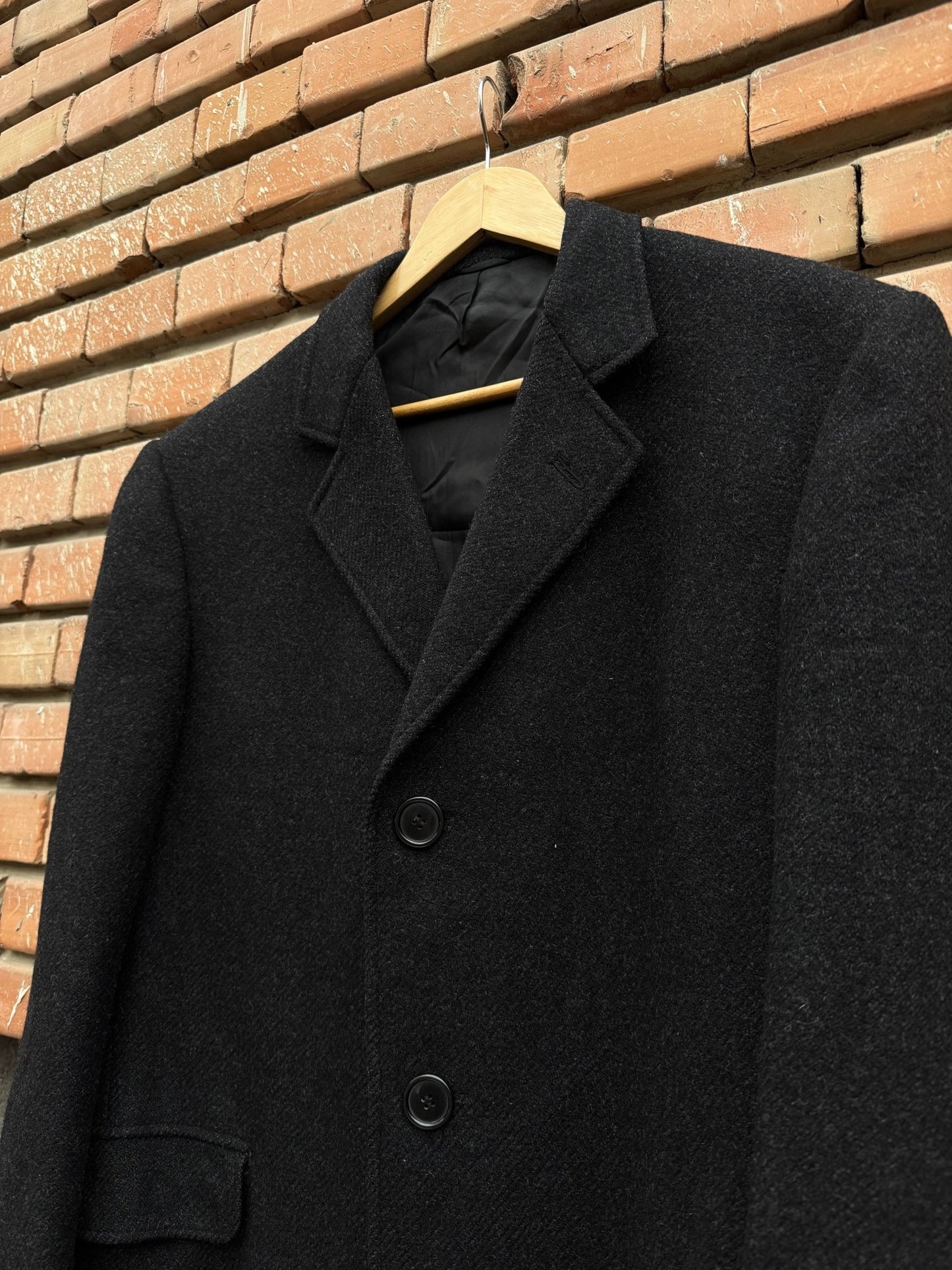 🧥 Palton Vintage Negru din Lână Woolton – Aprox. M/L Bărbați - anbracaminte