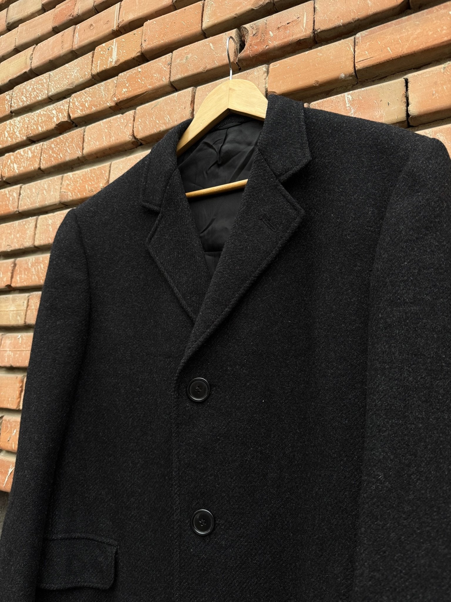 🧥 Palton Vintage Negru din Lână Woolton – Aprox. M/L Bărbați - anbracaminte