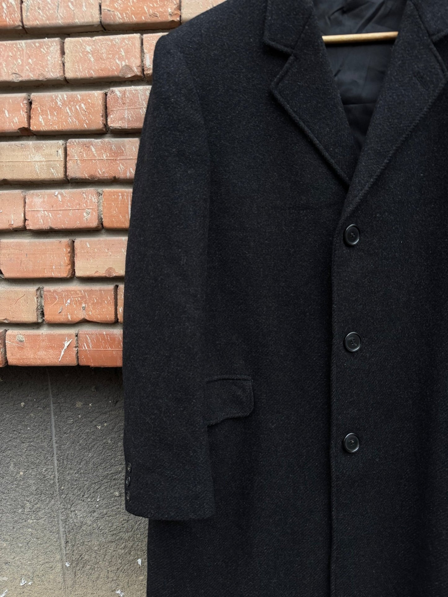 🧥 Palton Vintage Negru din Lână Woolton – Aprox. M/L Bărbați - anbracaminte
