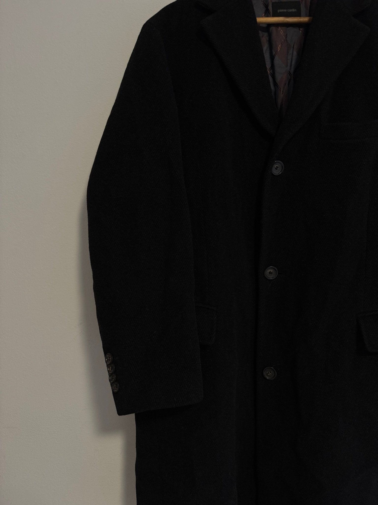 🧥 Palton Vintage Pierre Cardin Negru – Mărime L Bărbați - anbracaminte