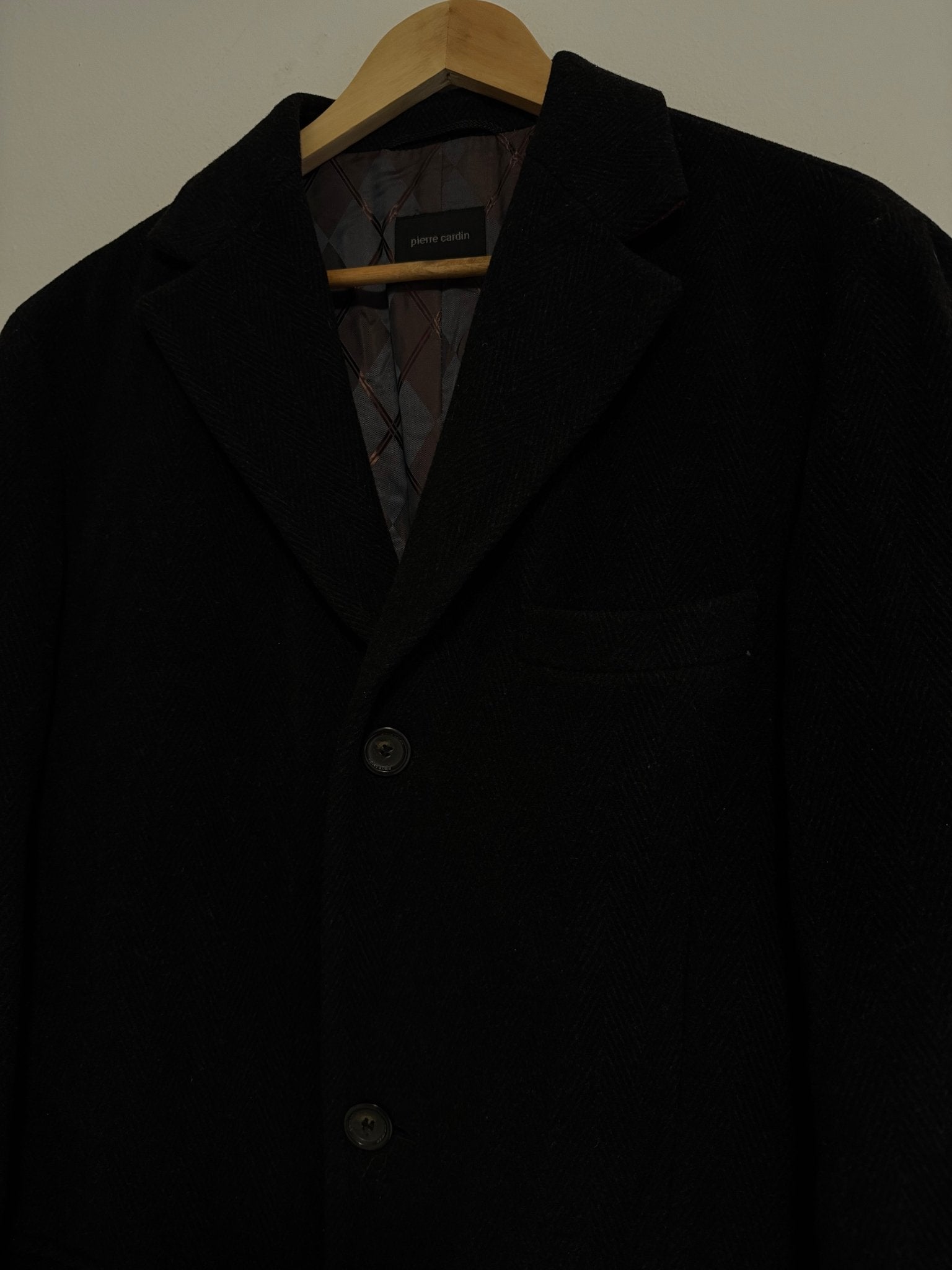 🧥 Palton Vintage Pierre Cardin Negru – Mărime L Bărbați - anbracaminte