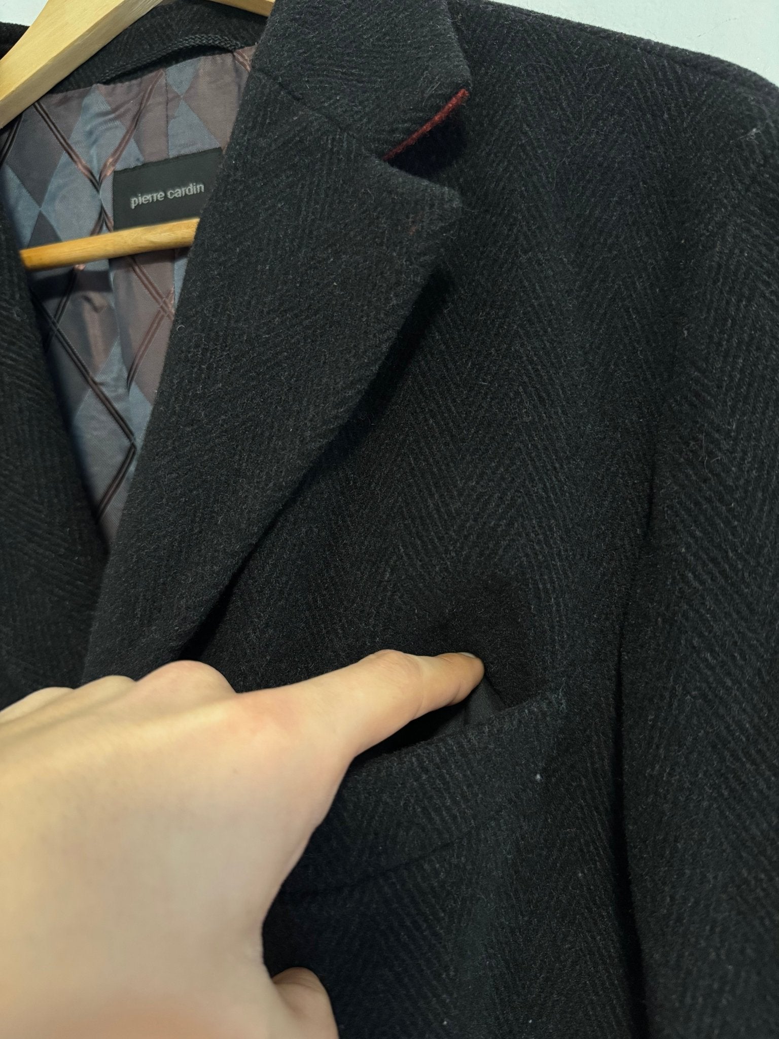 🧥 Palton Vintage Pierre Cardin Negru – Mărime L Bărbați - anbracaminte