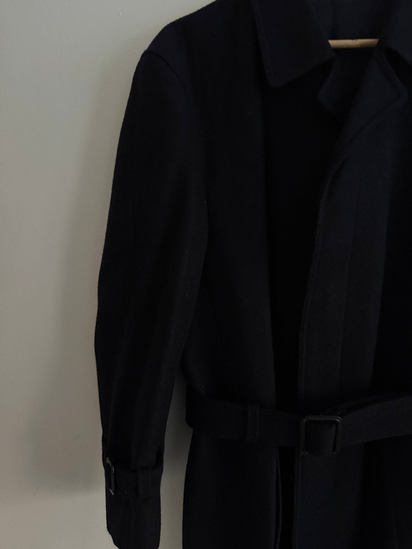 🧥 Palton Vintage Tip Trench din Lână Bleumarin – M Bărbați - anbracaminte