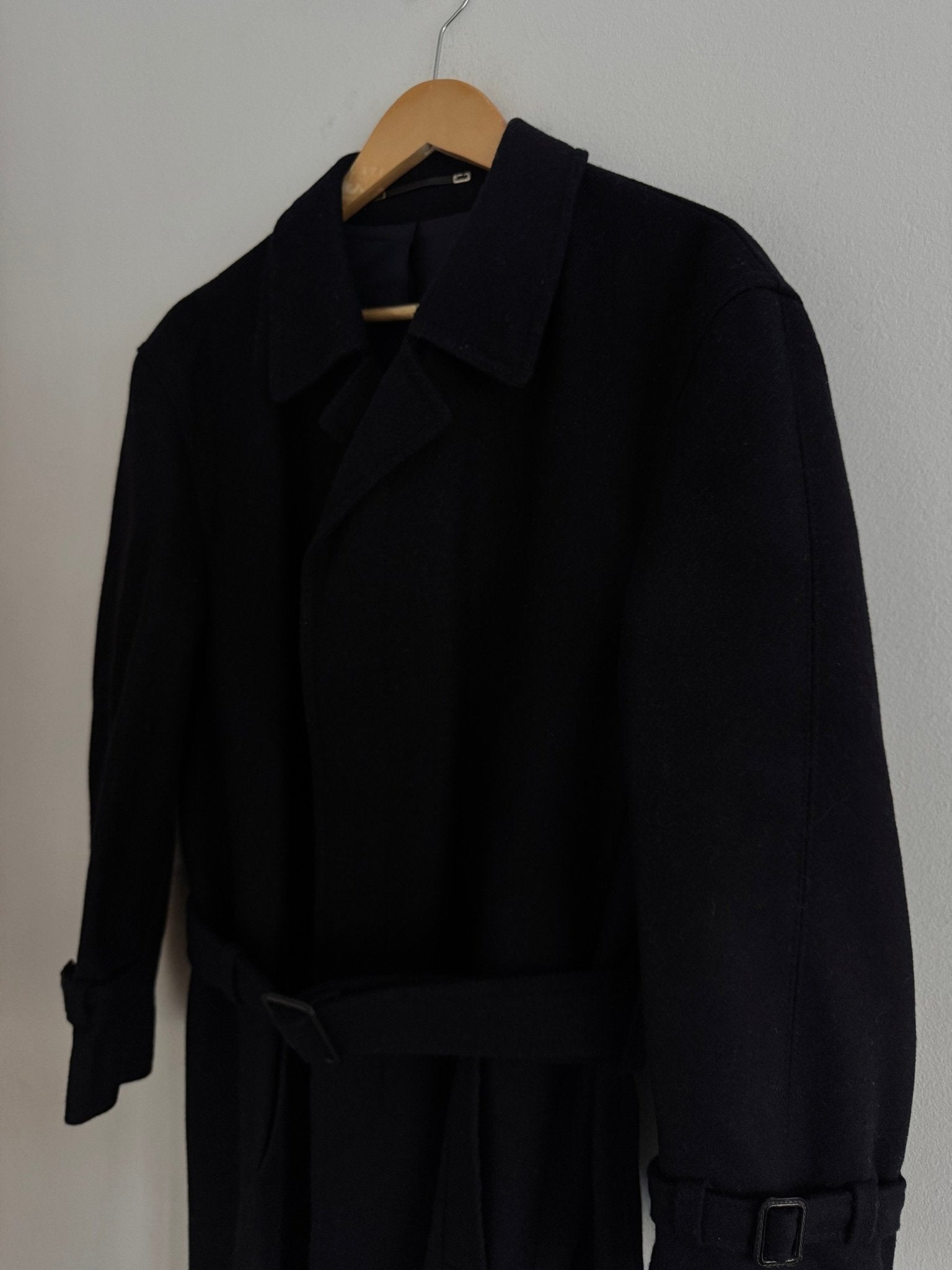 🧥 Palton Vintage Tip Trench din Lână Bleumarin – M Bărbați - anbracaminte