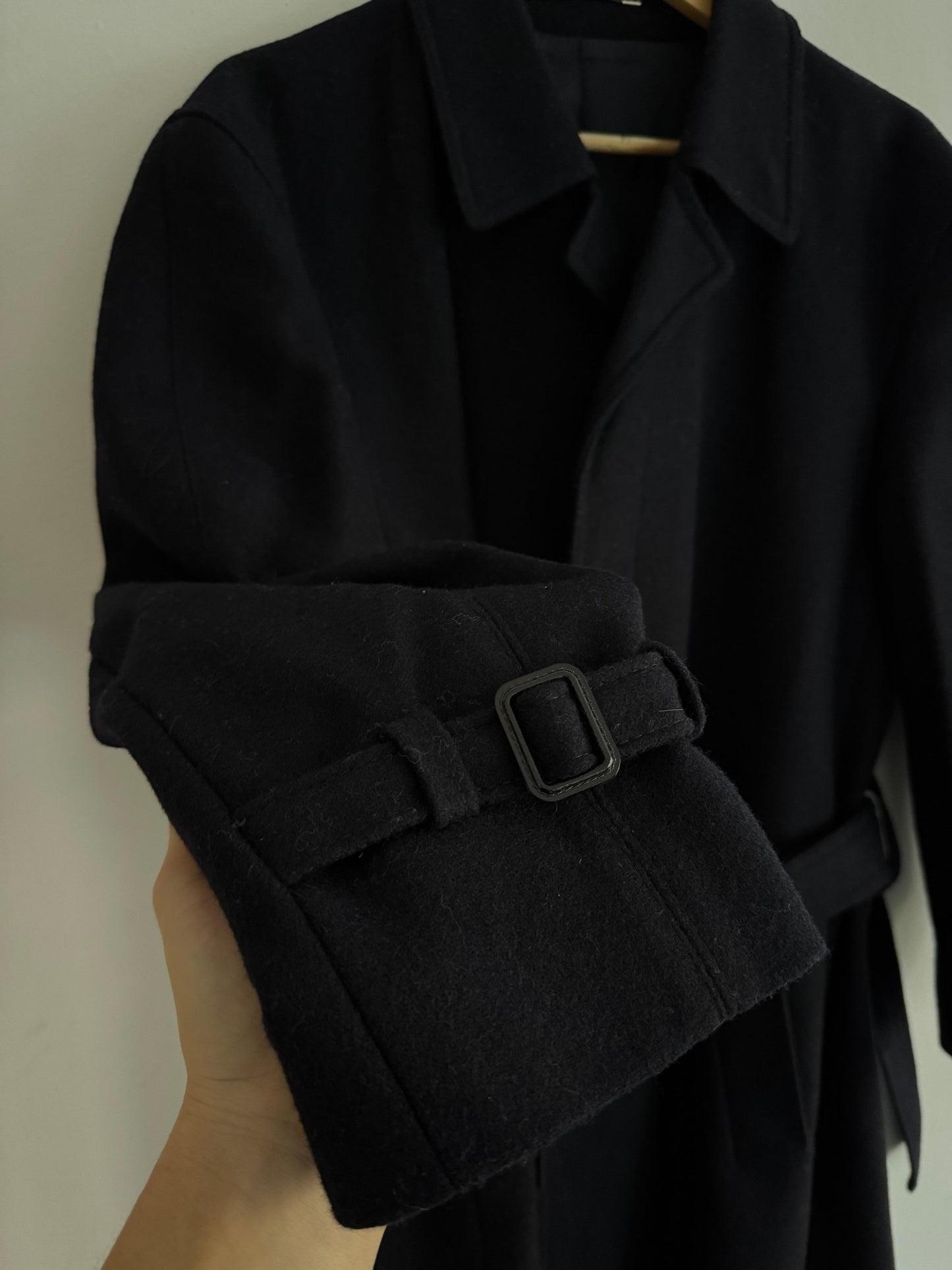 🧥 Palton Vintage Tip Trench din Lână Bleumarin – M Bărbați - anbracaminte