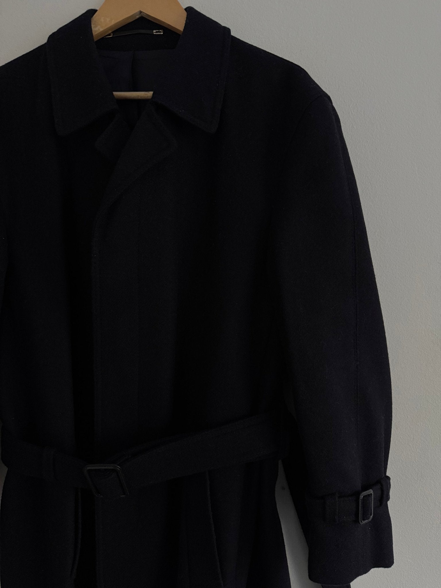 🧥 Palton Vintage Tip Trench din Lână Bleumarin – M Bărbați - anbracaminte