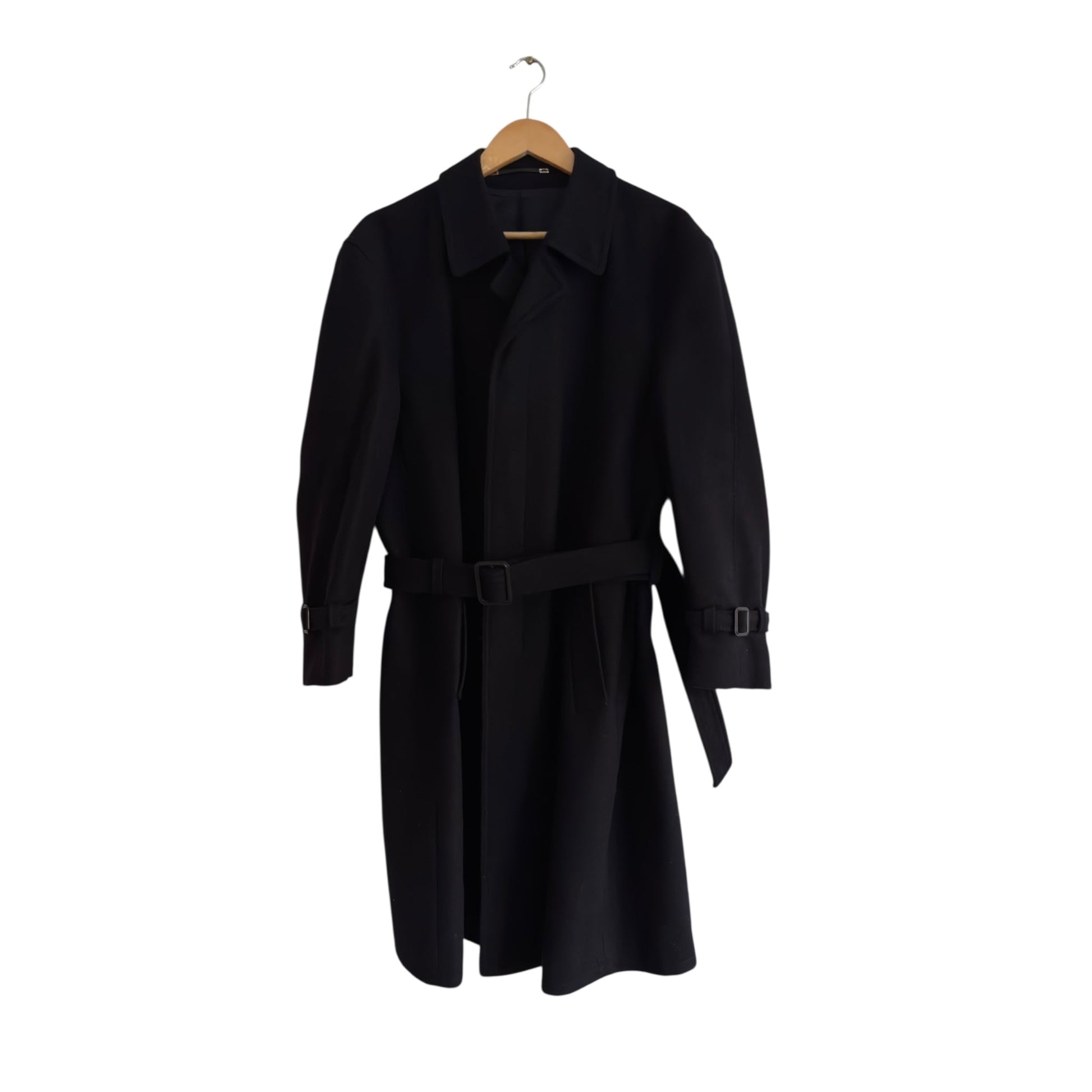 🧥 Palton Vintage Tip Trench din Lână Bleumarin – M Bărbați - anbracaminte