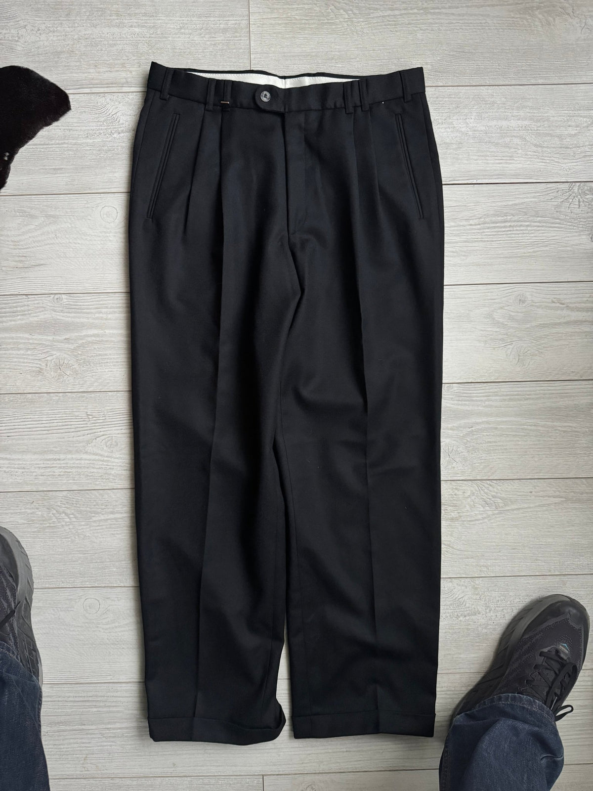 Pantaloni Lână Negri Vintage Bărbați | Pense | EU 50 - anbracaminte