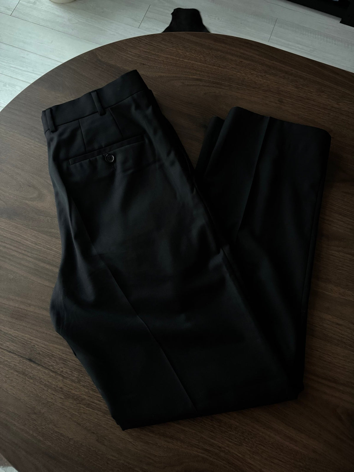 Pantaloni Lână Negri Vintage Bărbați | Super 140’s | EU 50 - anbracaminte