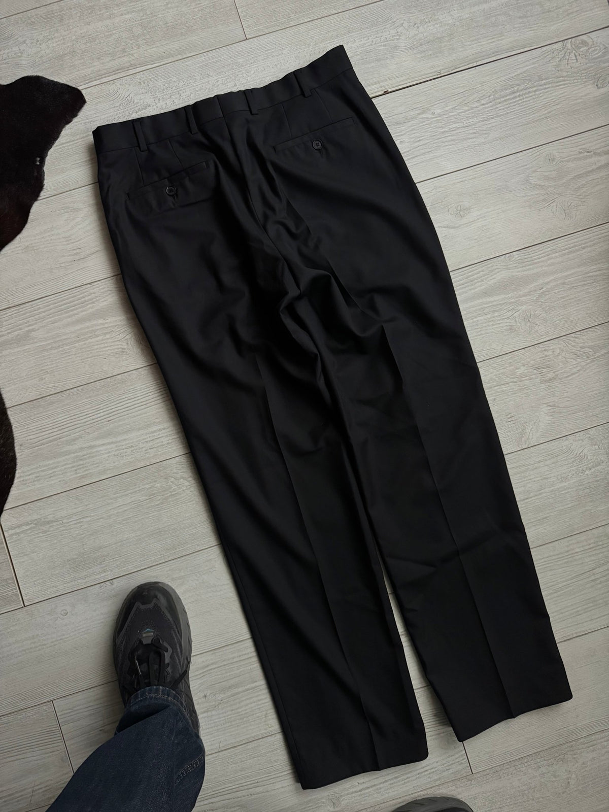Pantaloni Lână Negri Vintage Bărbați | Super 140’s | EU 50 - anbracaminte