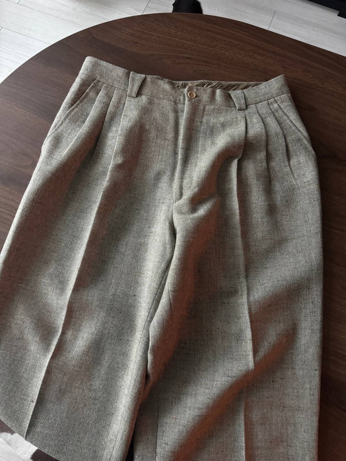 Pantaloni Lână Verde-Gri Vintage Bărbați | Pense | EU 50 - anbracaminte