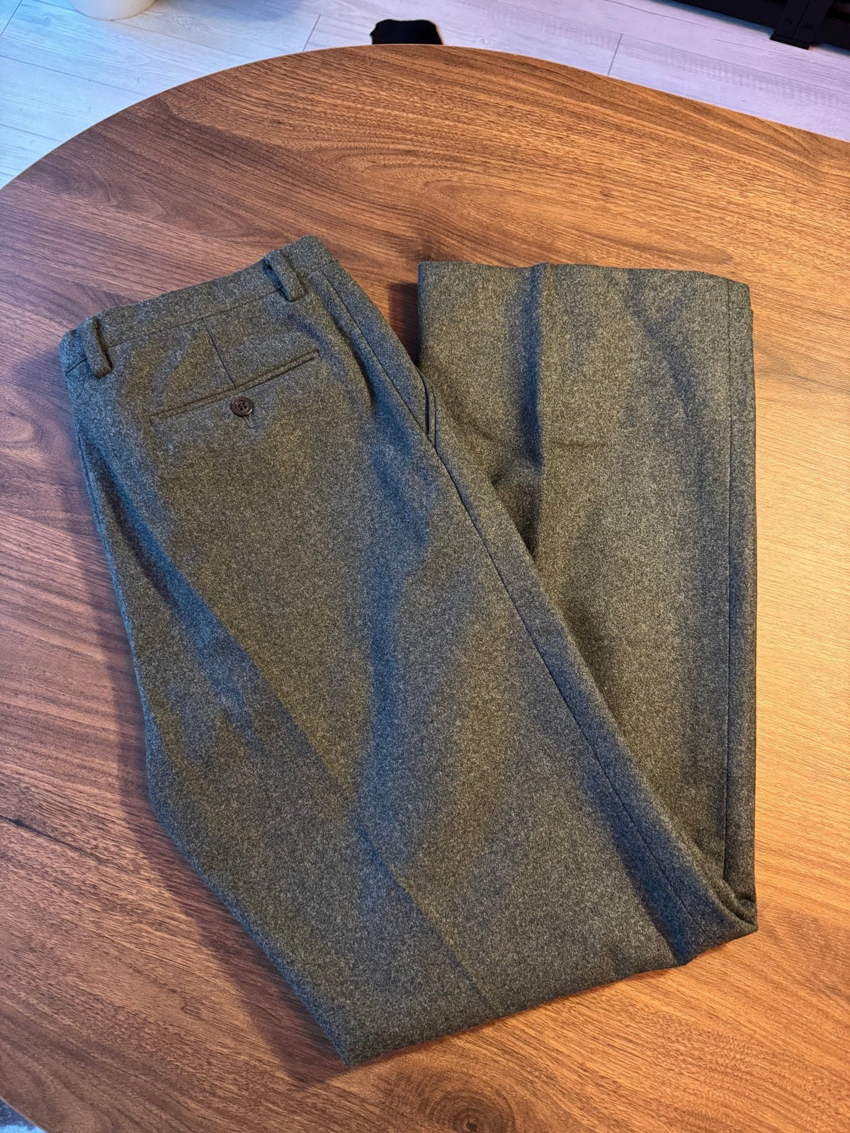 Pantaloni Lână Verde Închis Vintage Bărbați | Bootcut | 50 (L) - anbracaminte