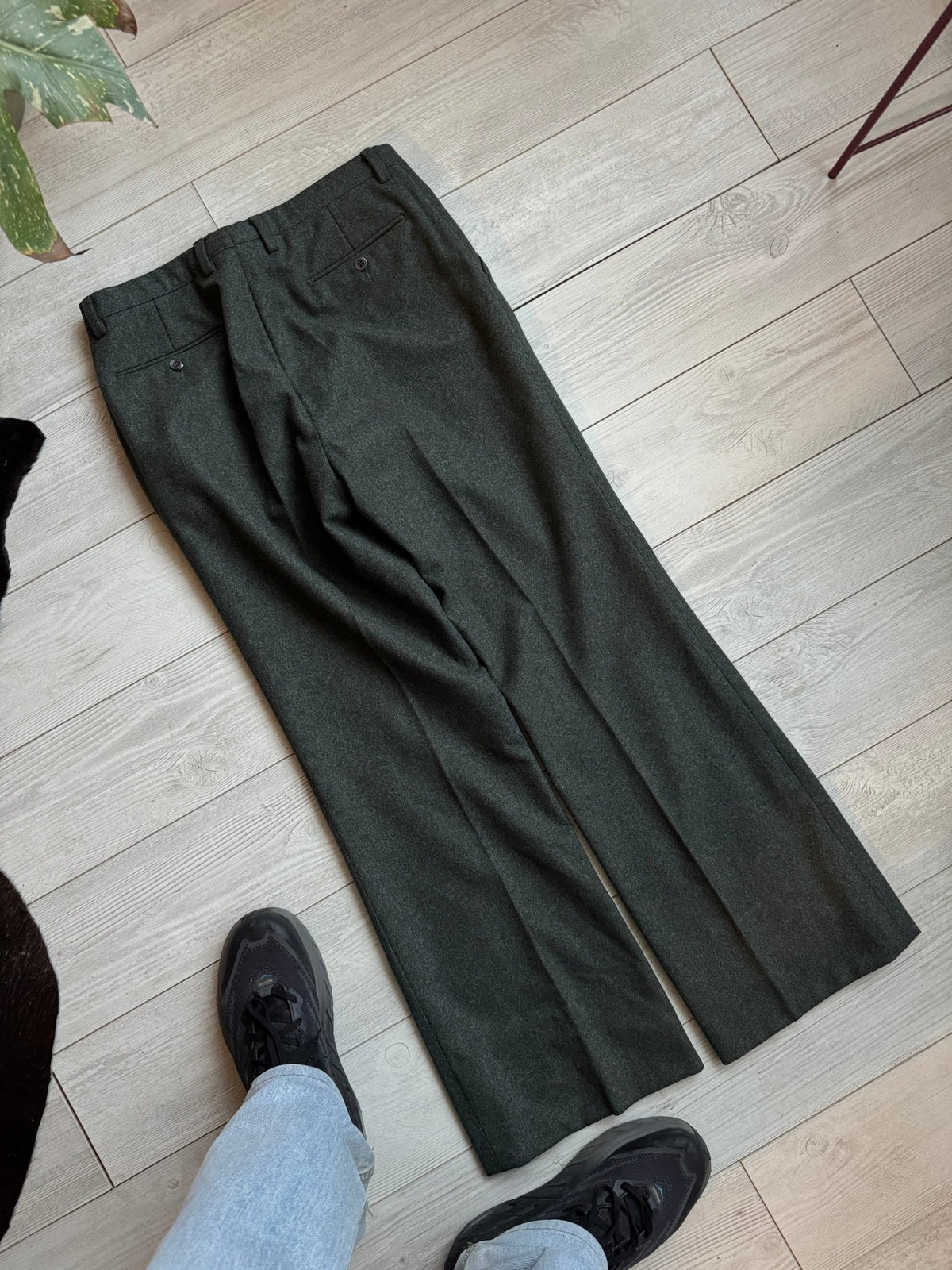 Pantaloni Lână Verde Închis Vintage Bărbați | Bootcut | 50 (L) - anbracaminte