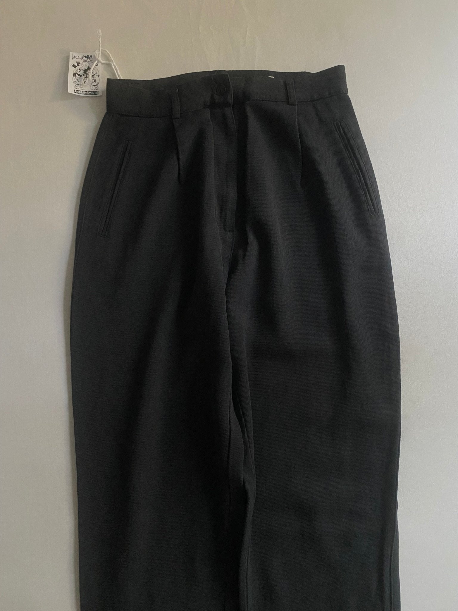Pantaloni Vintage Benetton – Gri Închis – 50% Lână / 50% Vascoză – IT 44 (EU 40) – Made in Italy - anbracaminte