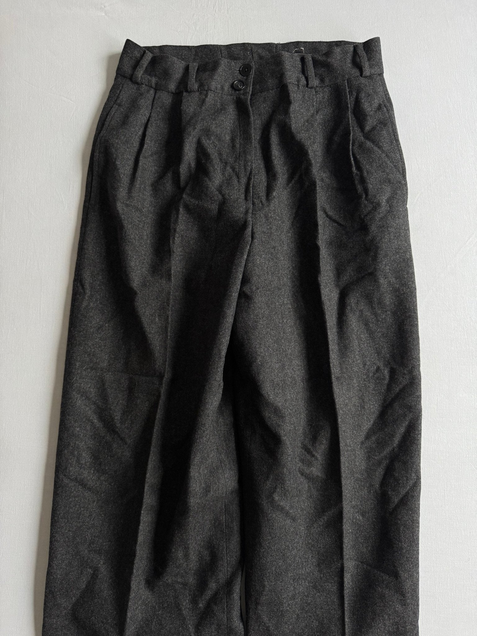 💼 Pantaloni Vintage Damă Salvatore Ferragamo Office din Lână Gri Închis – S (IT 42) - anbracaminte