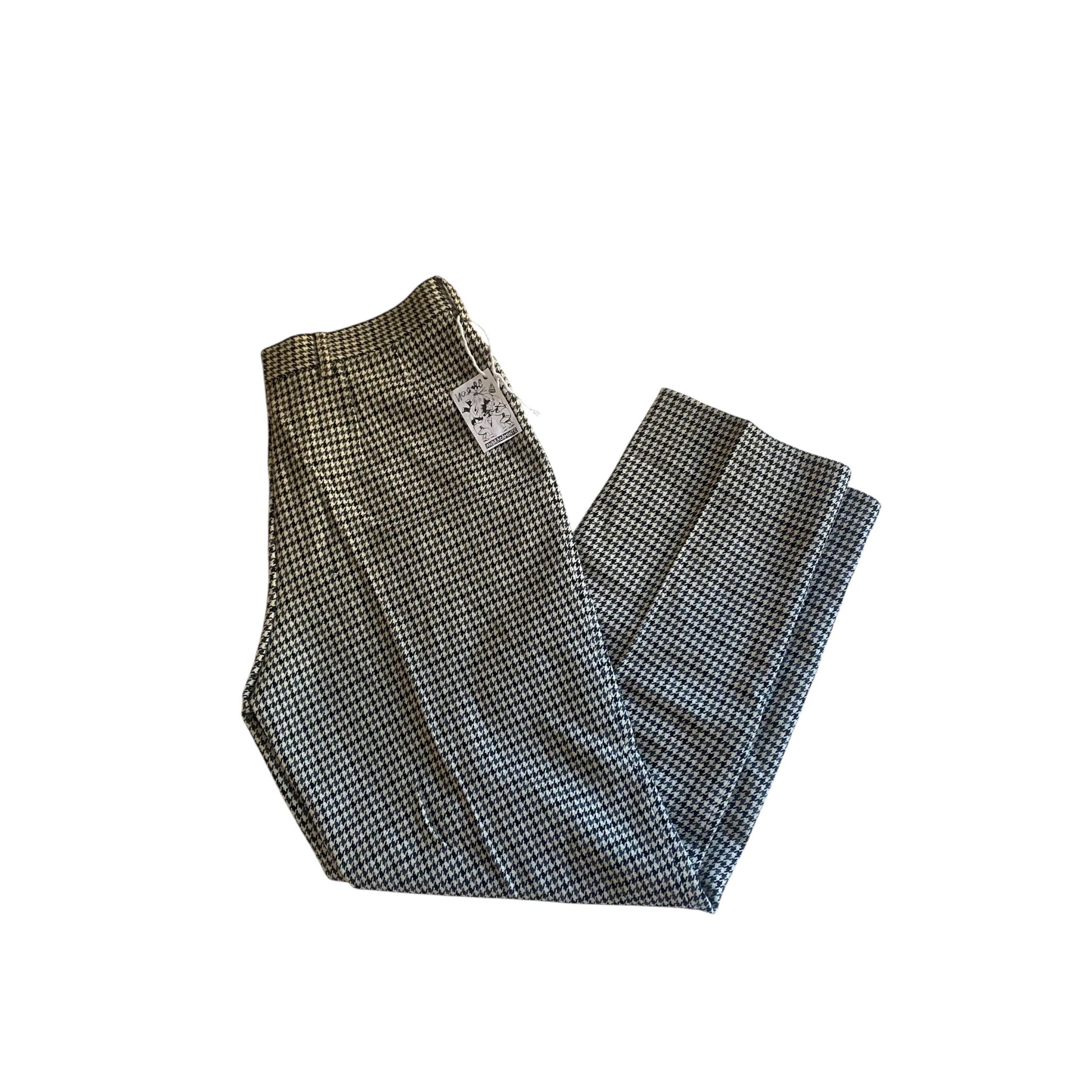 🦓 Pantaloni Vintage – Houndstooth Pattern – 100% Lână – IT 46 (EU 42) – Made in Italy - anbracaminte