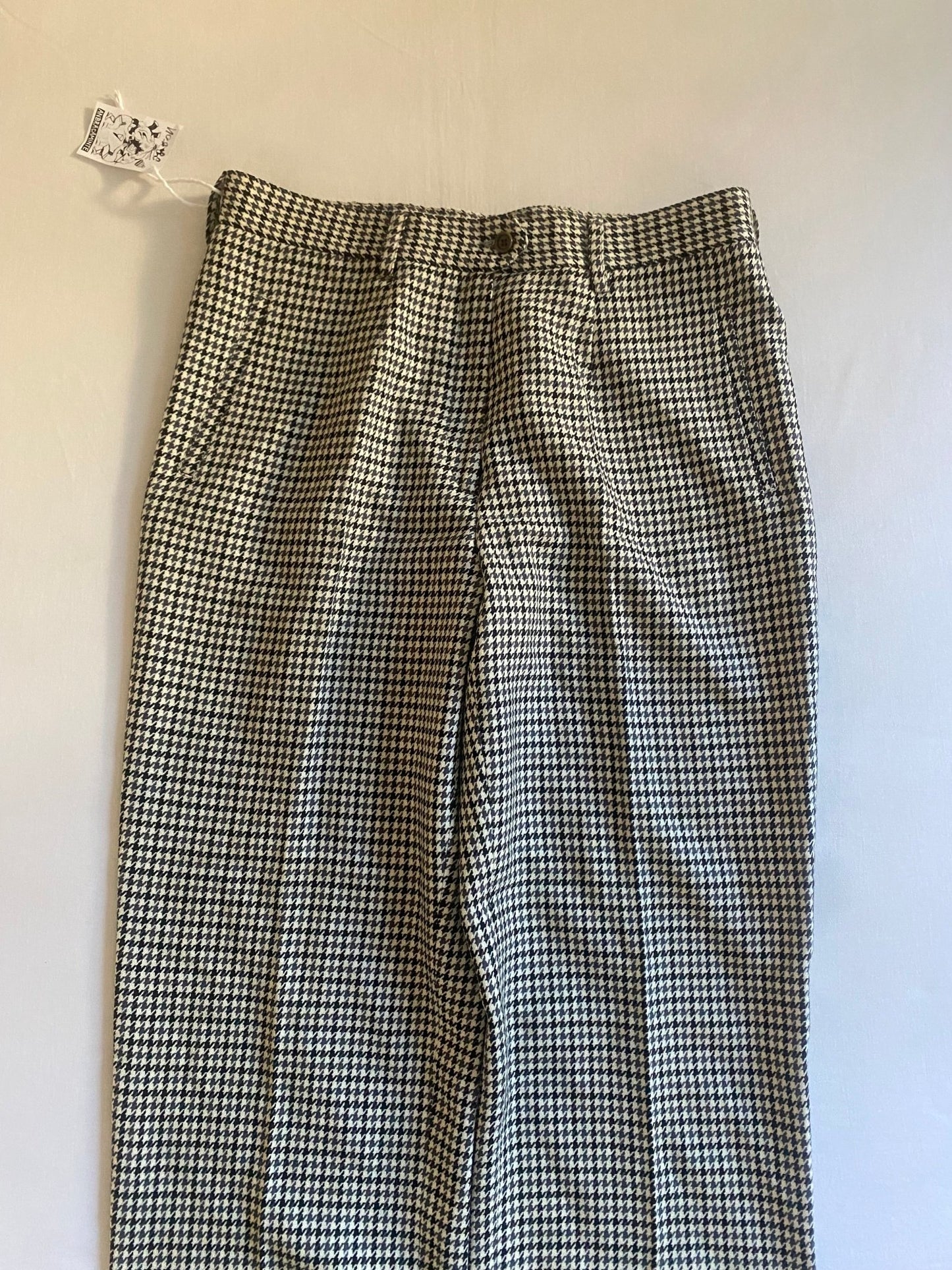 🦓 Pantaloni Vintage – Houndstooth Pattern – 100% Lână – IT 46 (EU 42) – Made in Italy - anbracaminte