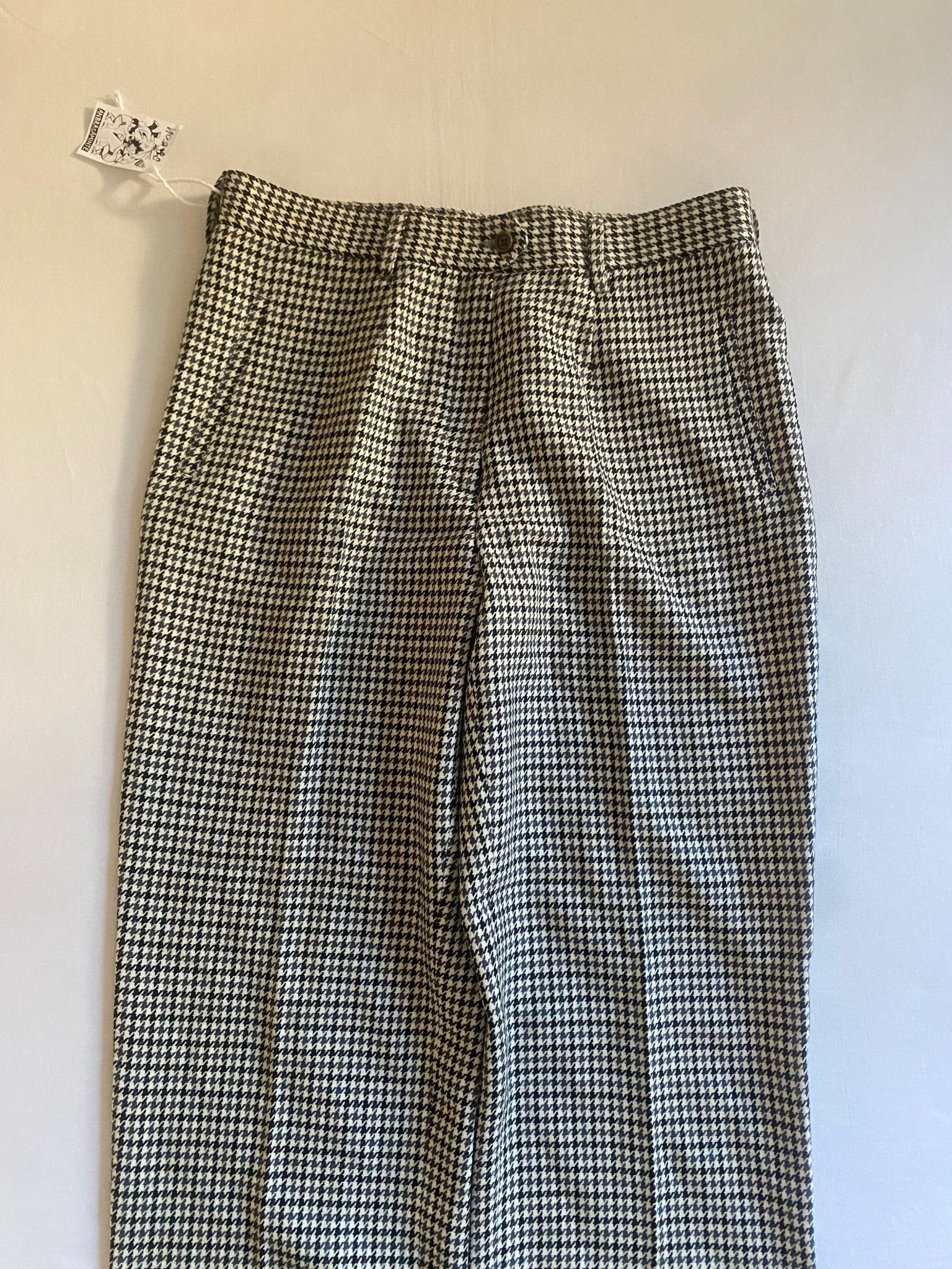 🦓 Pantaloni Vintage – Houndstooth Pattern – 100% Lână – IT 46 (EU 42) – Made in Italy - anbracaminte