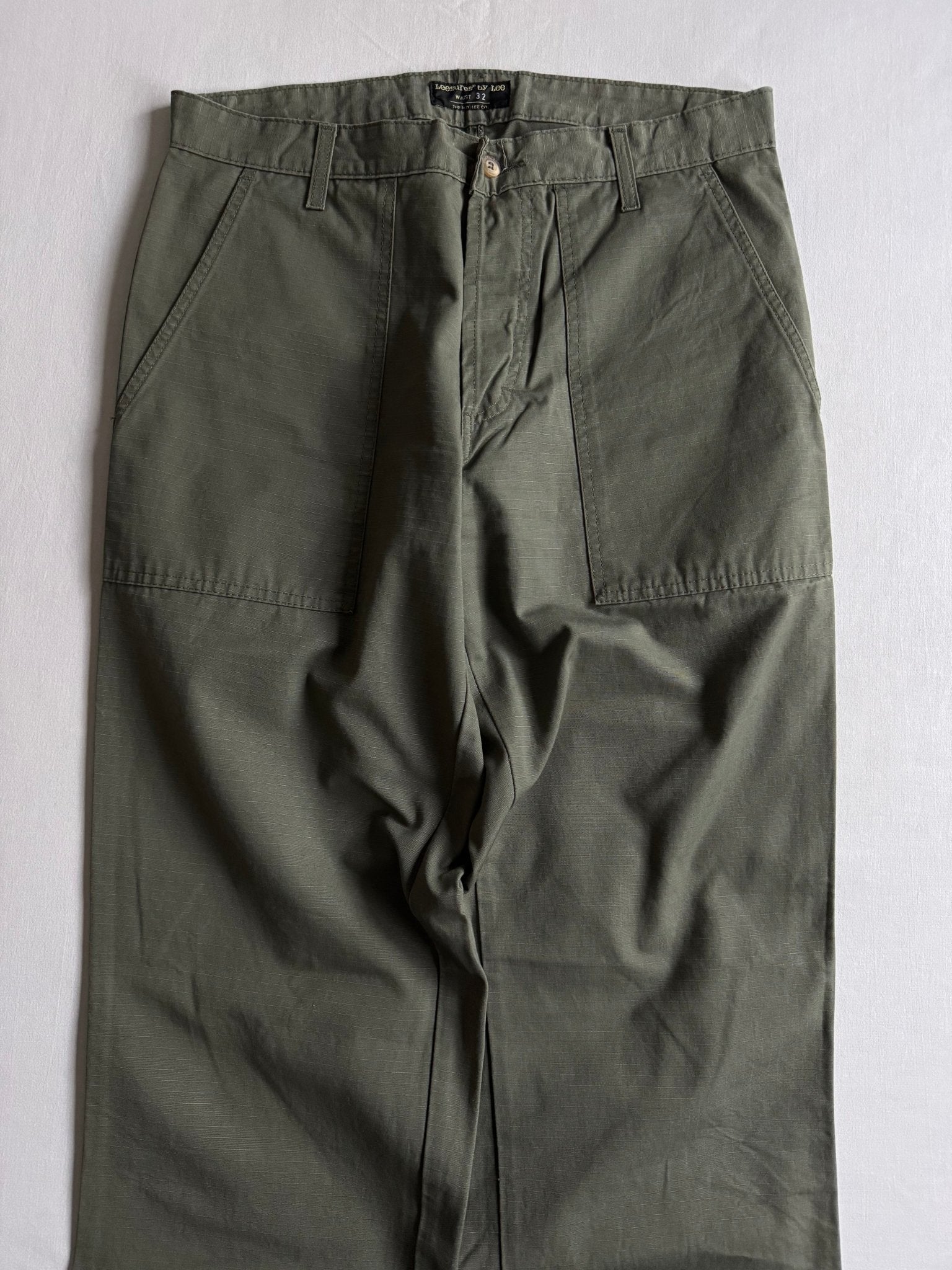 🪖 Pantaloni Vintage Lee “Leesures” Fatigue – Verde Militar (W32 x L34) - anbracaminte