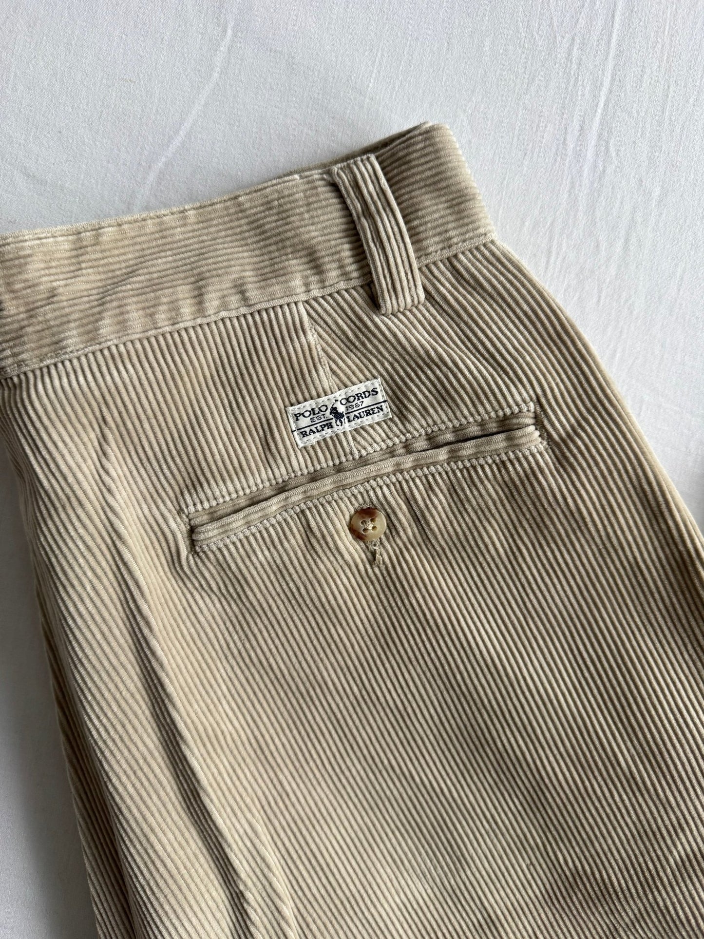 🐴 Pantaloni Vintage Ralph Lauren din Catifea Reiată Bej – W31 L32 - anbracaminte