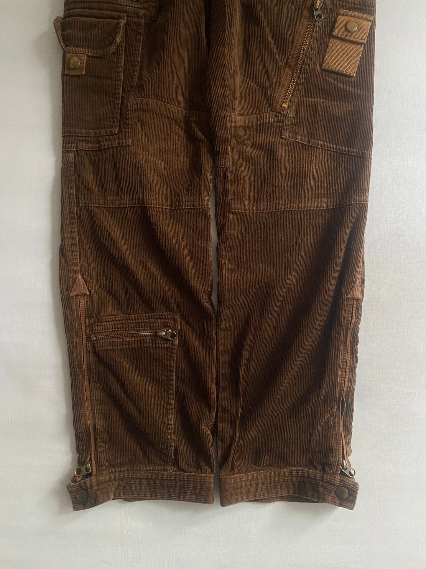Pantaloni vintage Ralph Lauren pentru femei, cargo din catifea maro tehnică 🍂 - anbracaminte