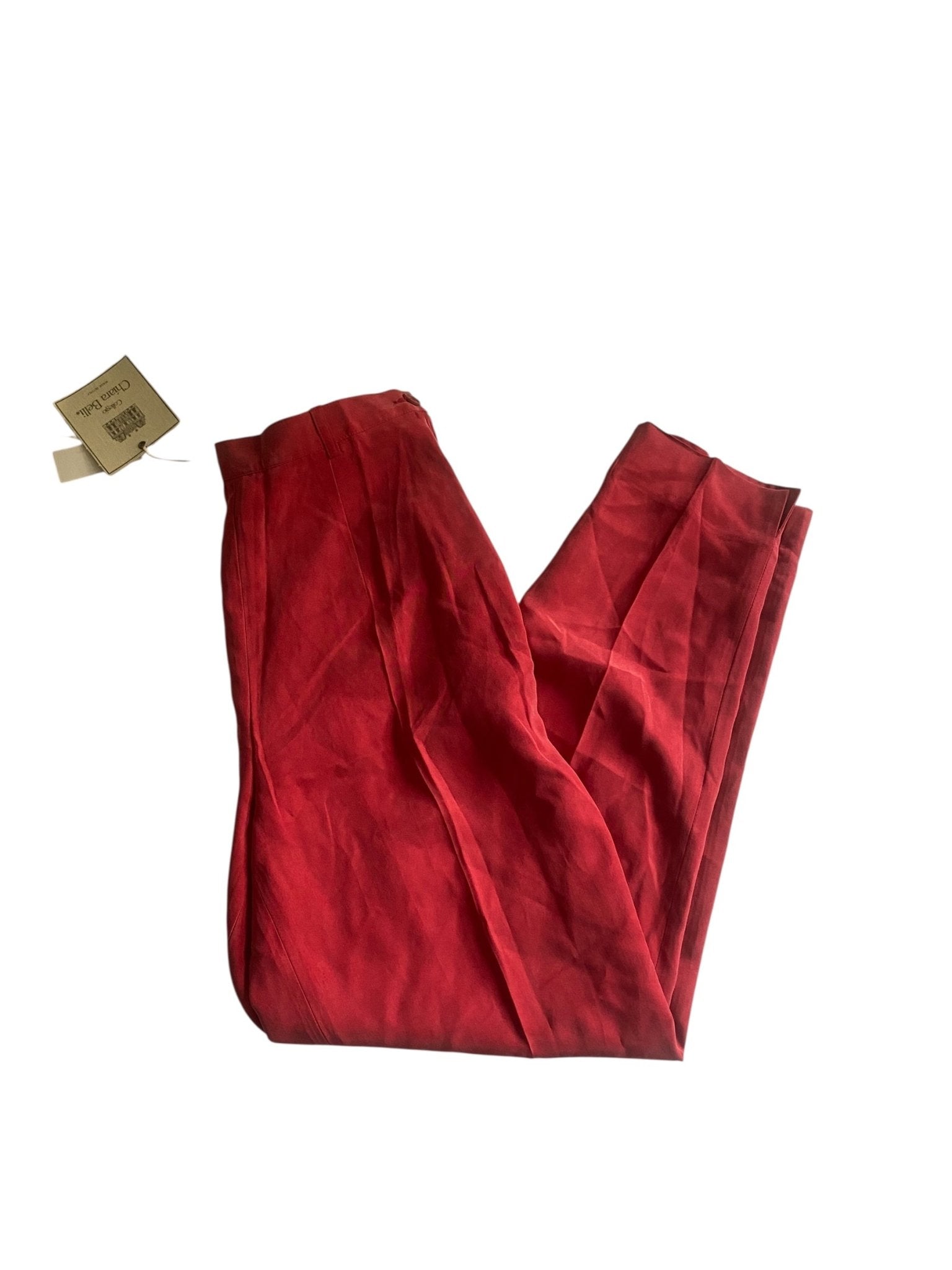 Pantaloni Vintage Roșii din 100% Mătase 🍒 | Made in Italy 🇮🇹 | Noi cu Etichetă 🏷️ | Mărimea IT 44 / EU 40 - anbracaminte