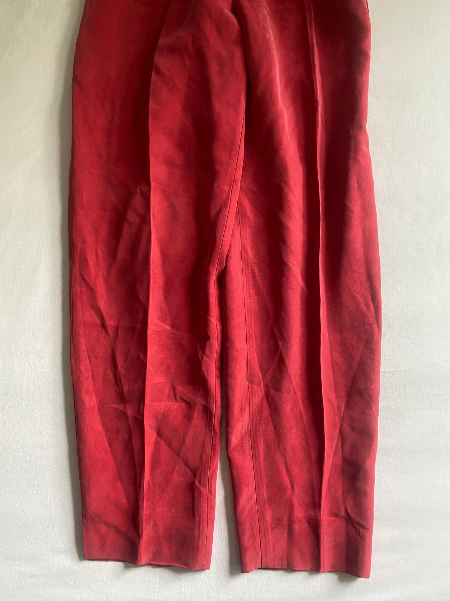 Pantaloni Vintage Roșii din 100% Mătase 🍒 | Made in Italy 🇮🇹 | Noi cu Etichetă 🏷️ | Mărimea IT 44 / EU 40 - anbracaminte
