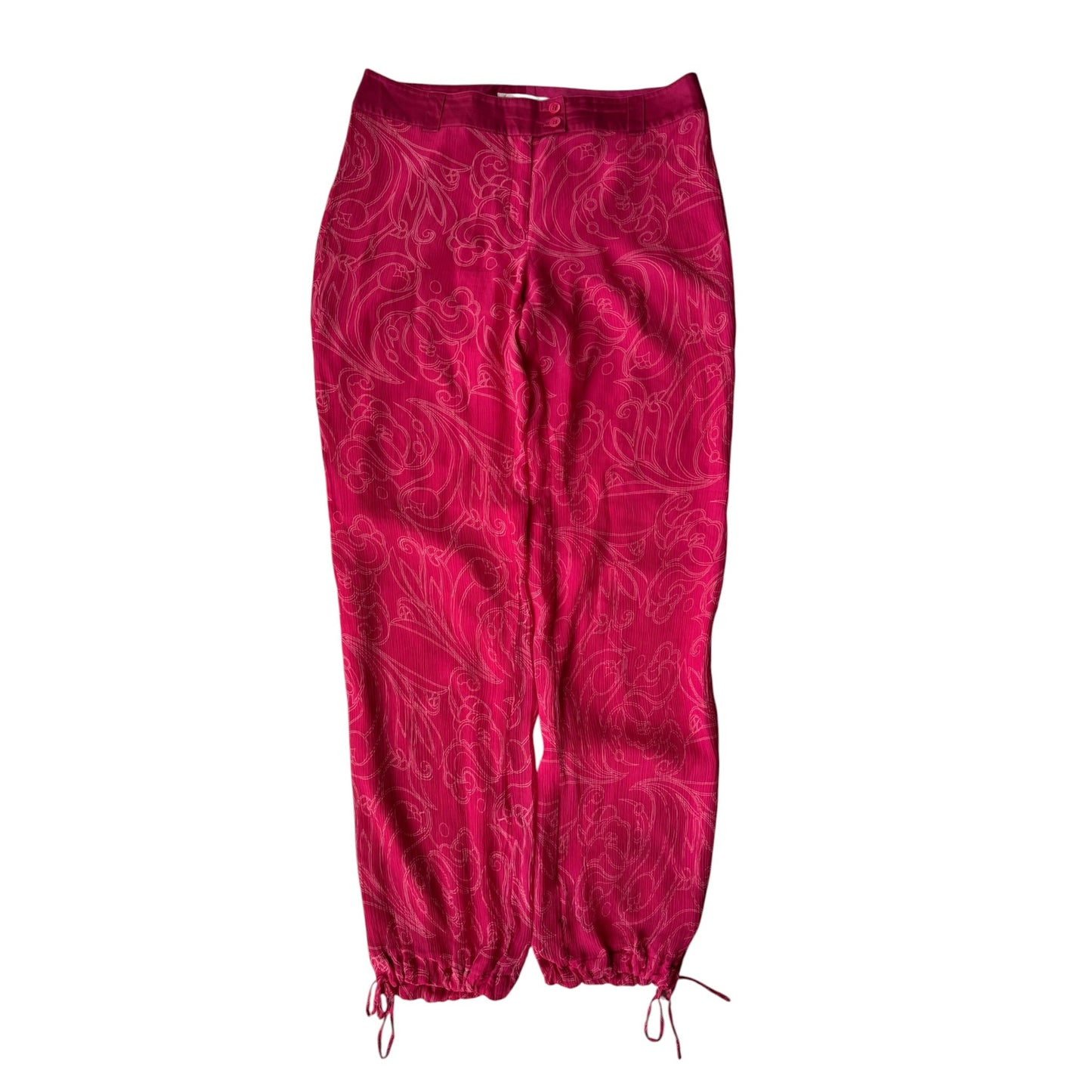 💗 Pantaloni Y2K de Vară Blunauta Pink din Matase – IT 44 (M/L Dama) – Made in Italy - anbracaminte