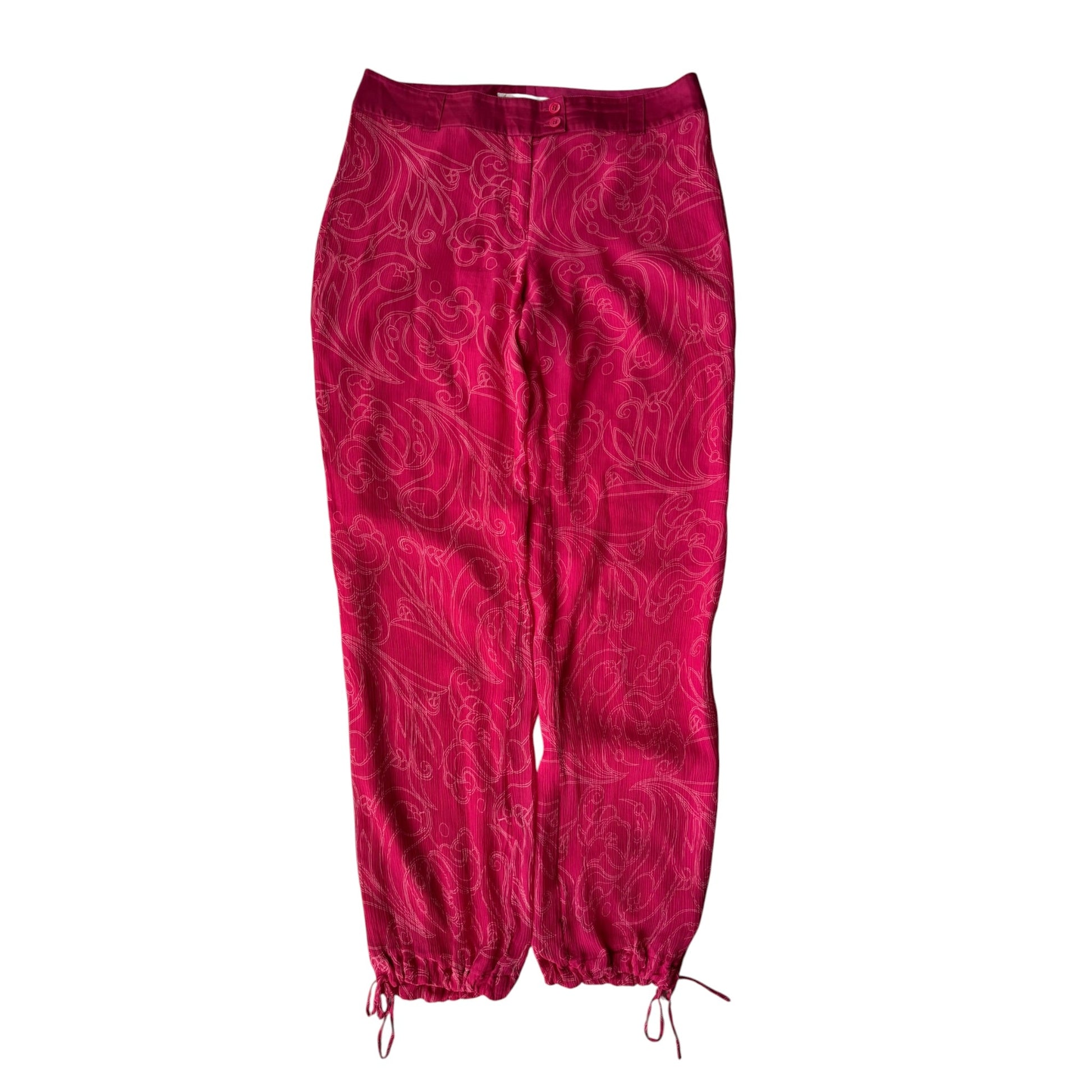 💗 Pantaloni Y2K de Vară Blunauta Pink din Matase – IT 44 (M/L Dama) – Made in Italy - anbracaminte