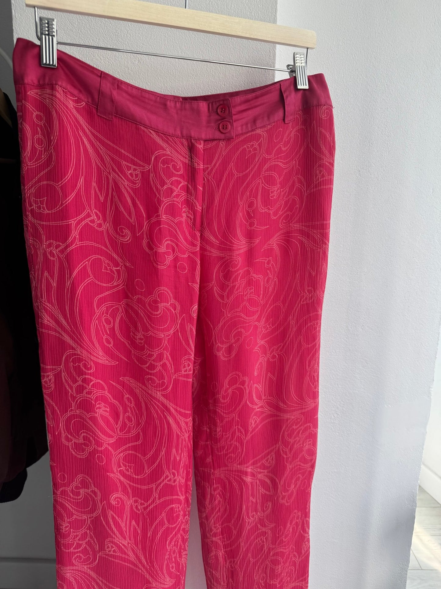 💗 Pantaloni Y2K de Vară Blunauta Pink din Matase – IT 44 (M/L Dama) – Made in Italy - anbracaminte