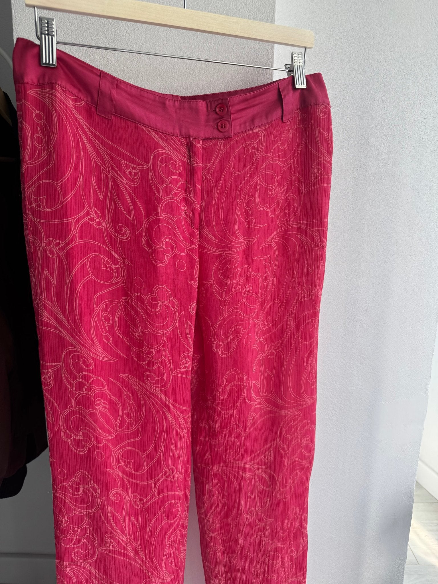 💗 Pantaloni Y2K de Vară Blunauta Pink din Matase – IT 44 (M/L Dama) – Made in Italy - anbracaminte