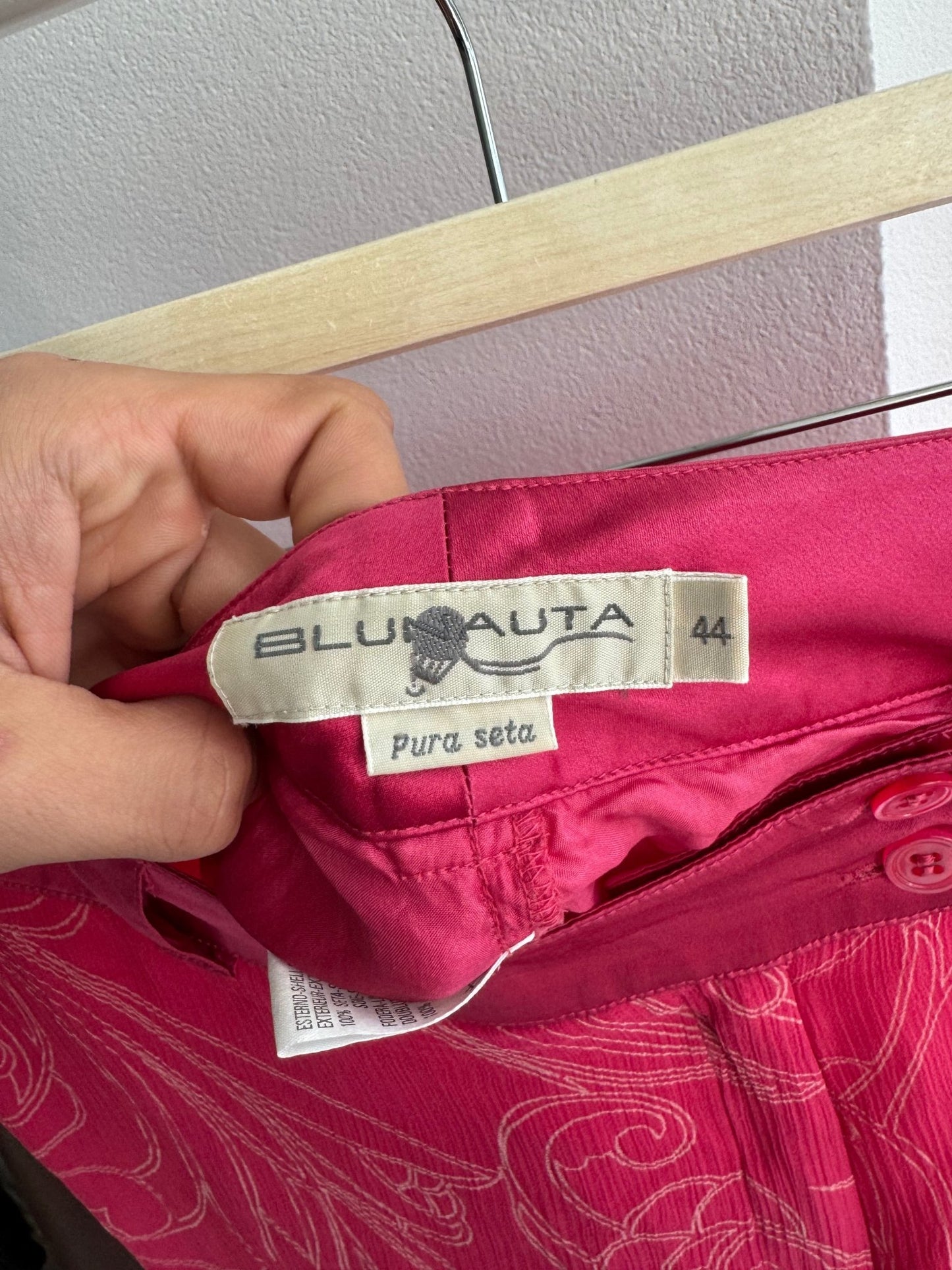 💗 Pantaloni Y2K de Vară Blunauta Pink din Matase – IT 44 (M/L Dama) – Made in Italy - anbracaminte