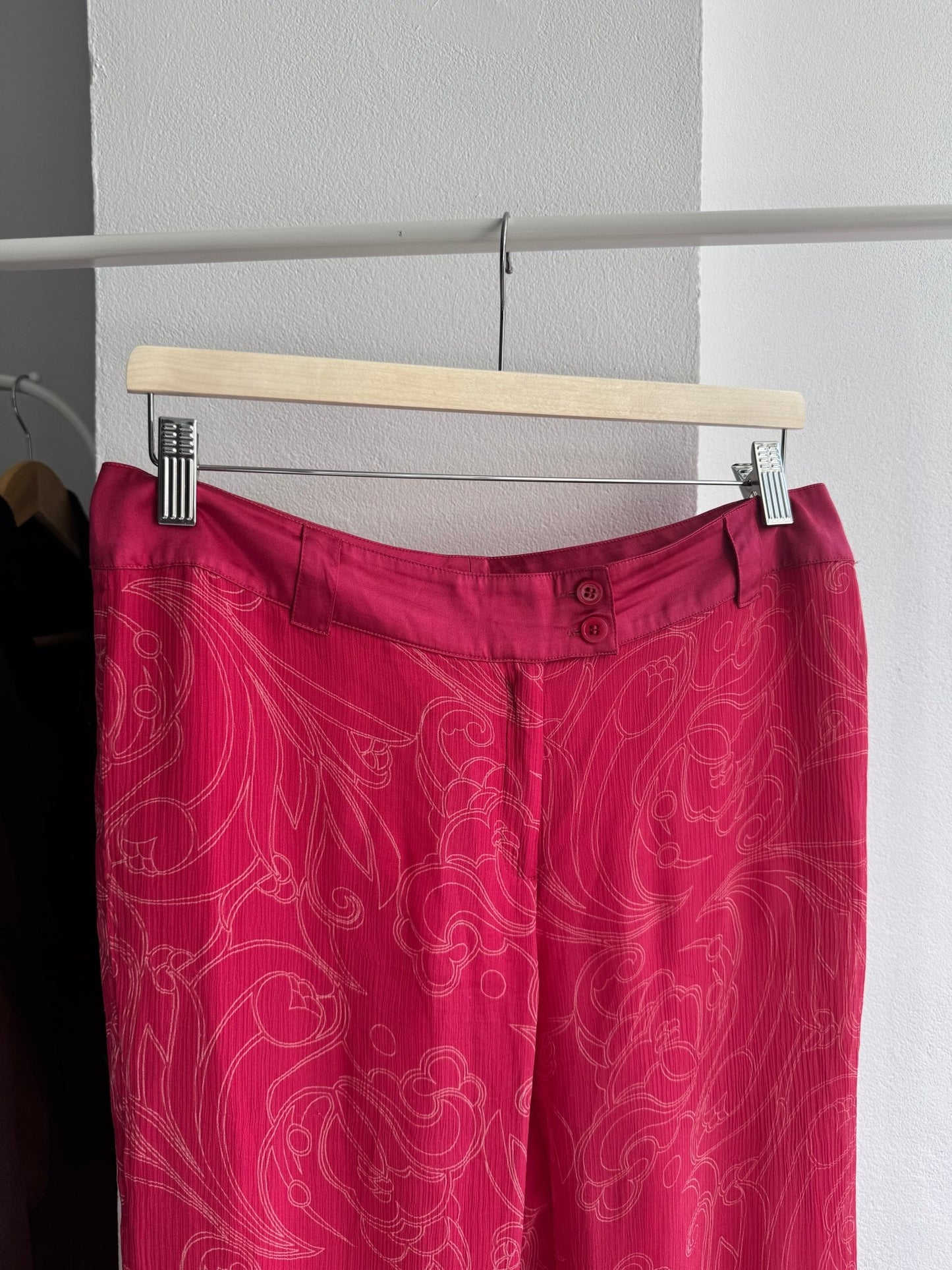 💗 Pantaloni Y2K de Vară Blunauta Pink din Matase – IT 44 (M/L Dama) – Made in Italy - anbracaminte