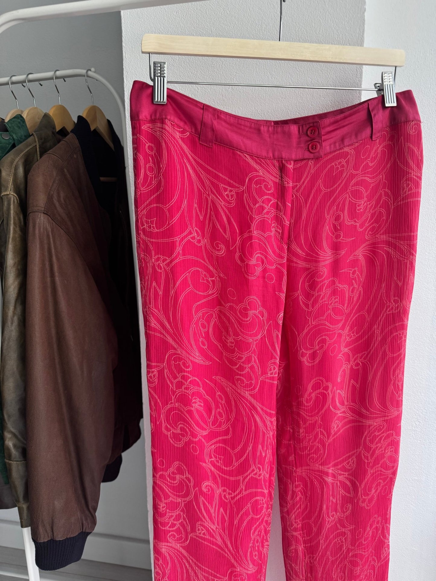 💗 Pantaloni Y2K de Vară Blunauta Pink din Matase – IT 44 (M/L Dama) – Made in Italy - anbracaminte