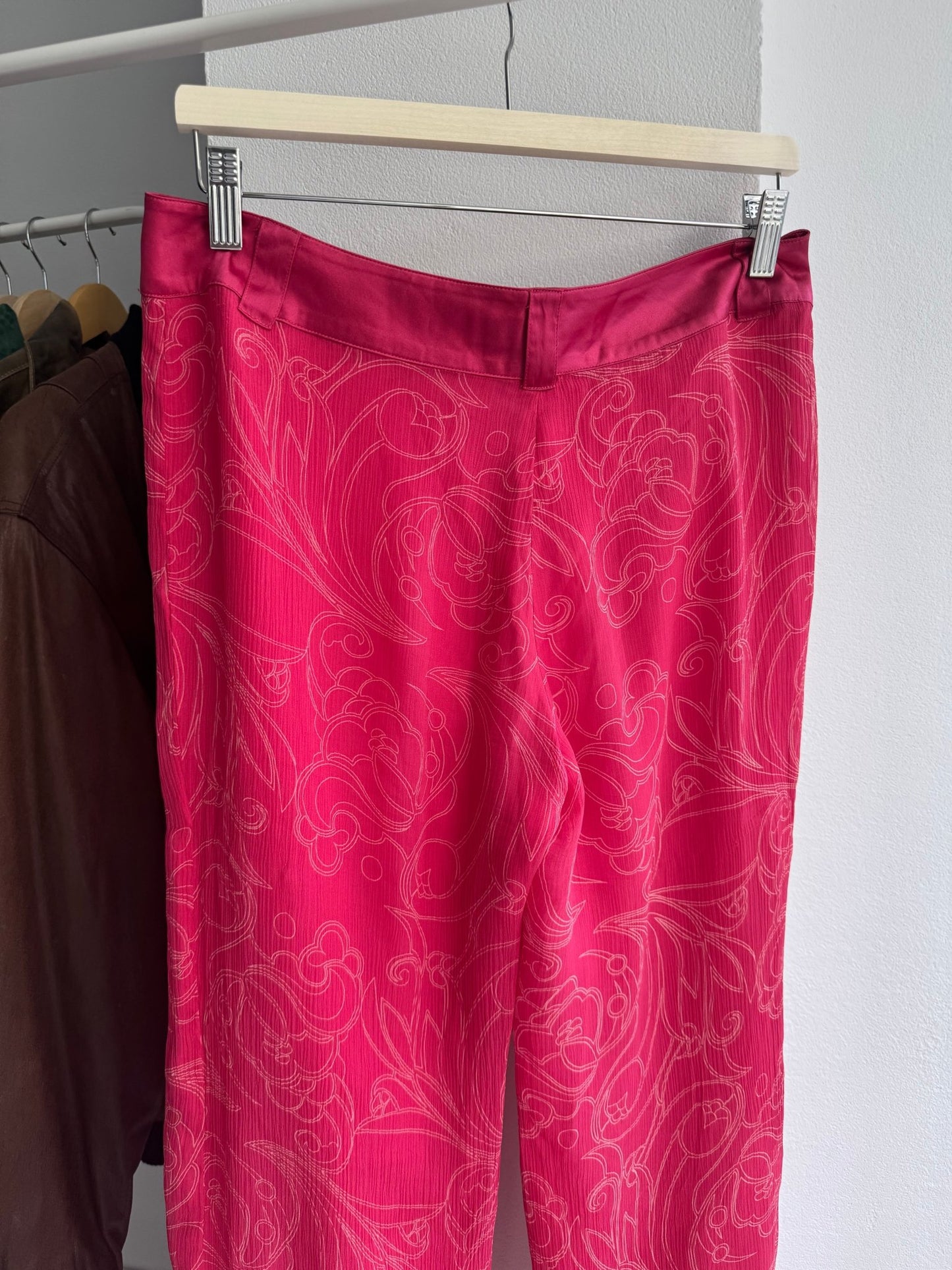 💗 Pantaloni Y2K de Vară Blunauta Pink din Matase – IT 44 (M/L Dama) – Made in Italy - anbracaminte