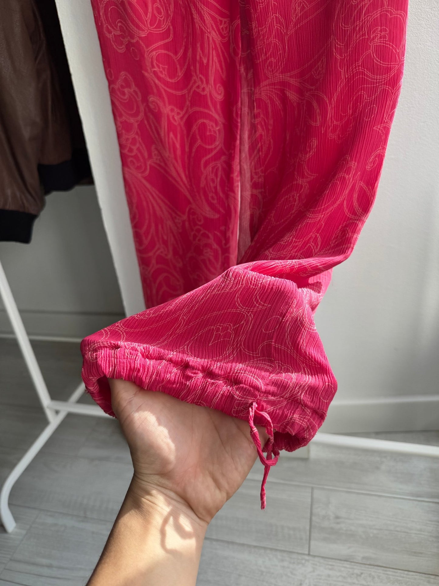 💗 Pantaloni Y2K de Vară Blunauta Pink din Matase – IT 44 (M/L Dama) – Made in Italy - anbracaminte