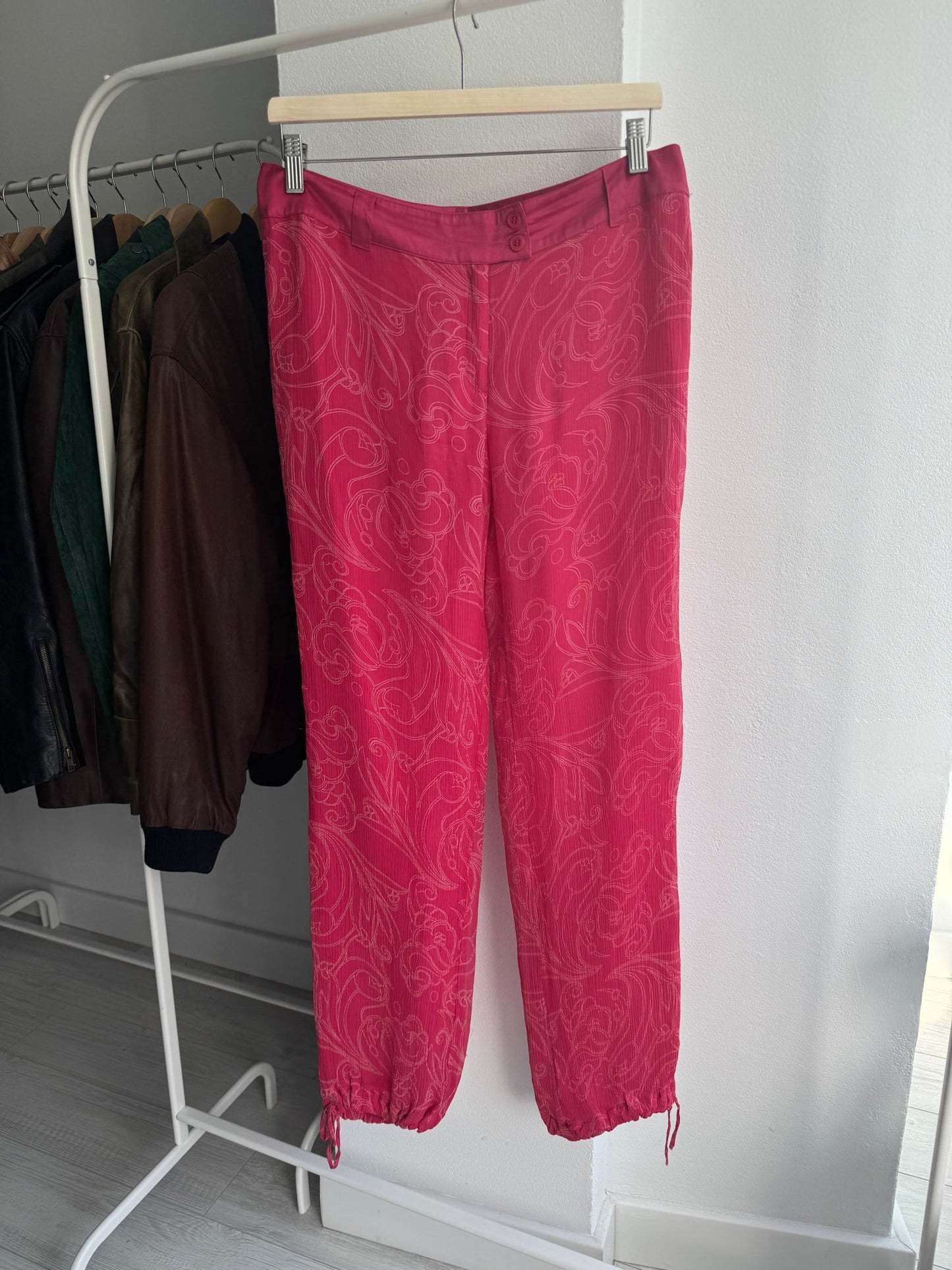 💗 Pantaloni Y2K de Vară Blunauta Pink din Matase – IT 44 (M/L Dama) – Made in Italy - anbracaminte