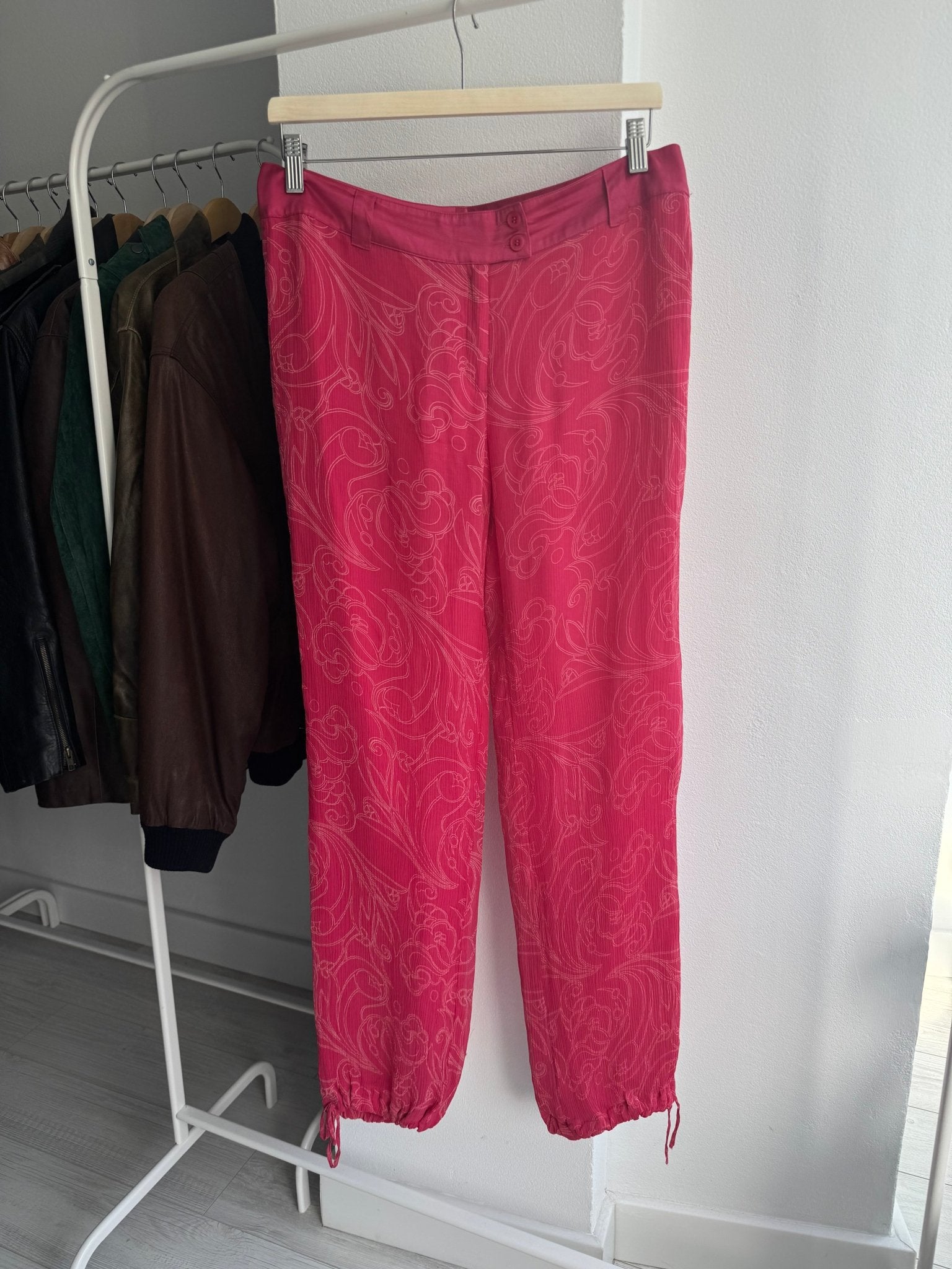 💗 Pantaloni Y2K de Vară Blunauta Pink din Matase – IT 44 (M/L Dama) – Made in Italy - anbracaminte