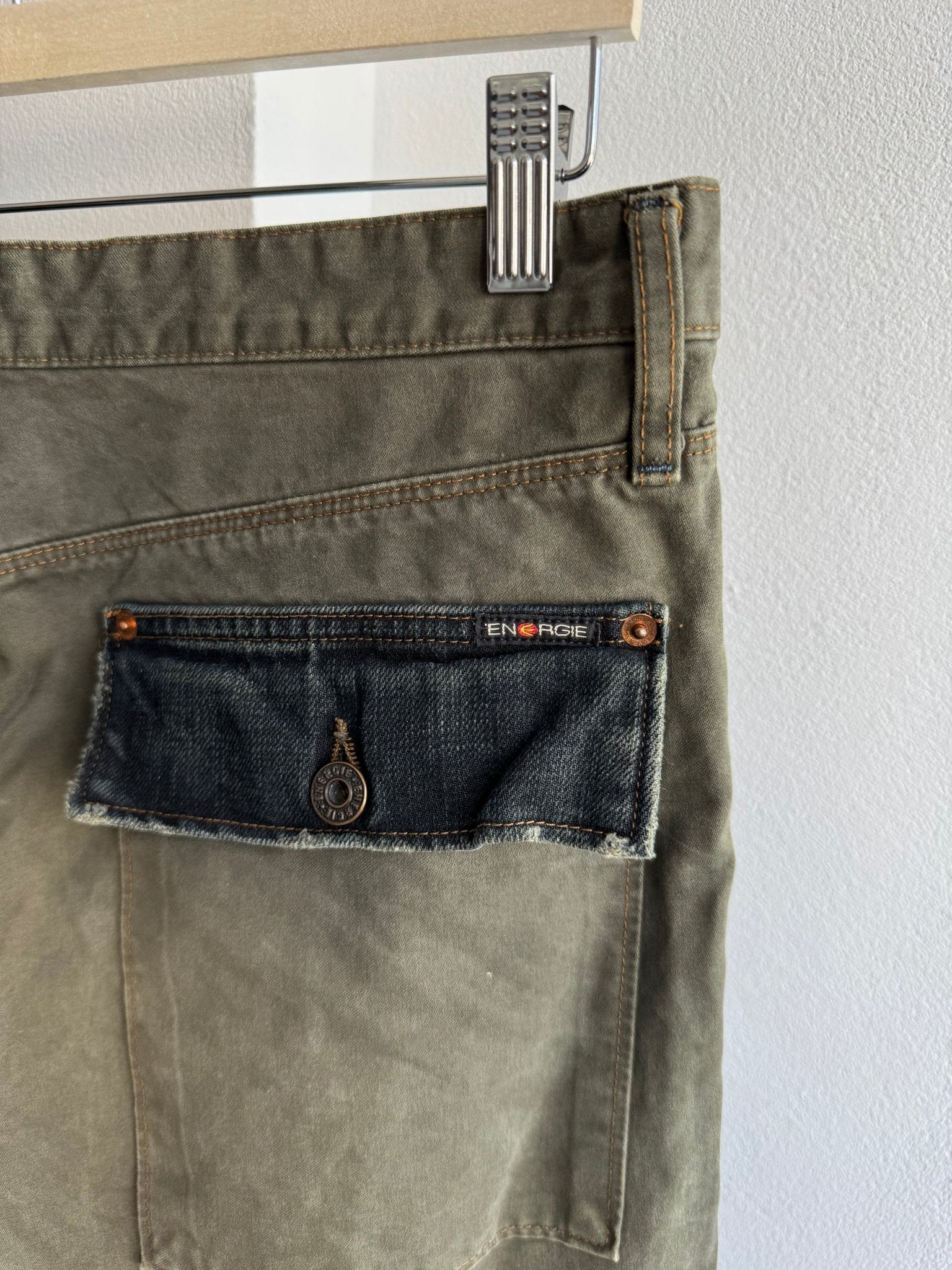 🪖 Pantaloni Y2K Energie Dark Green Fatigue / Utility – W33 – Made in Italy - anbracaminte
