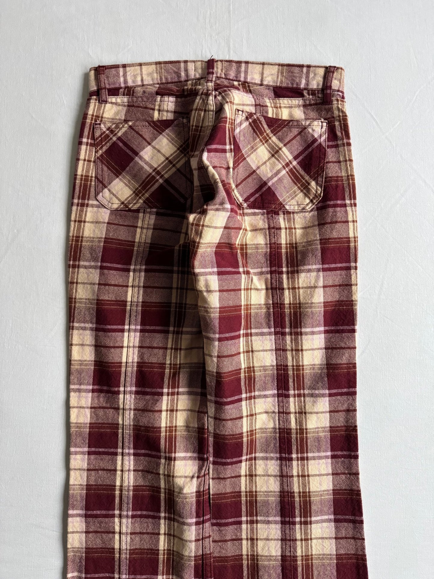 🎣 👖 Pantaloni Y2K Fishbone Flared în Carouri – XS Femei - anbracaminte
