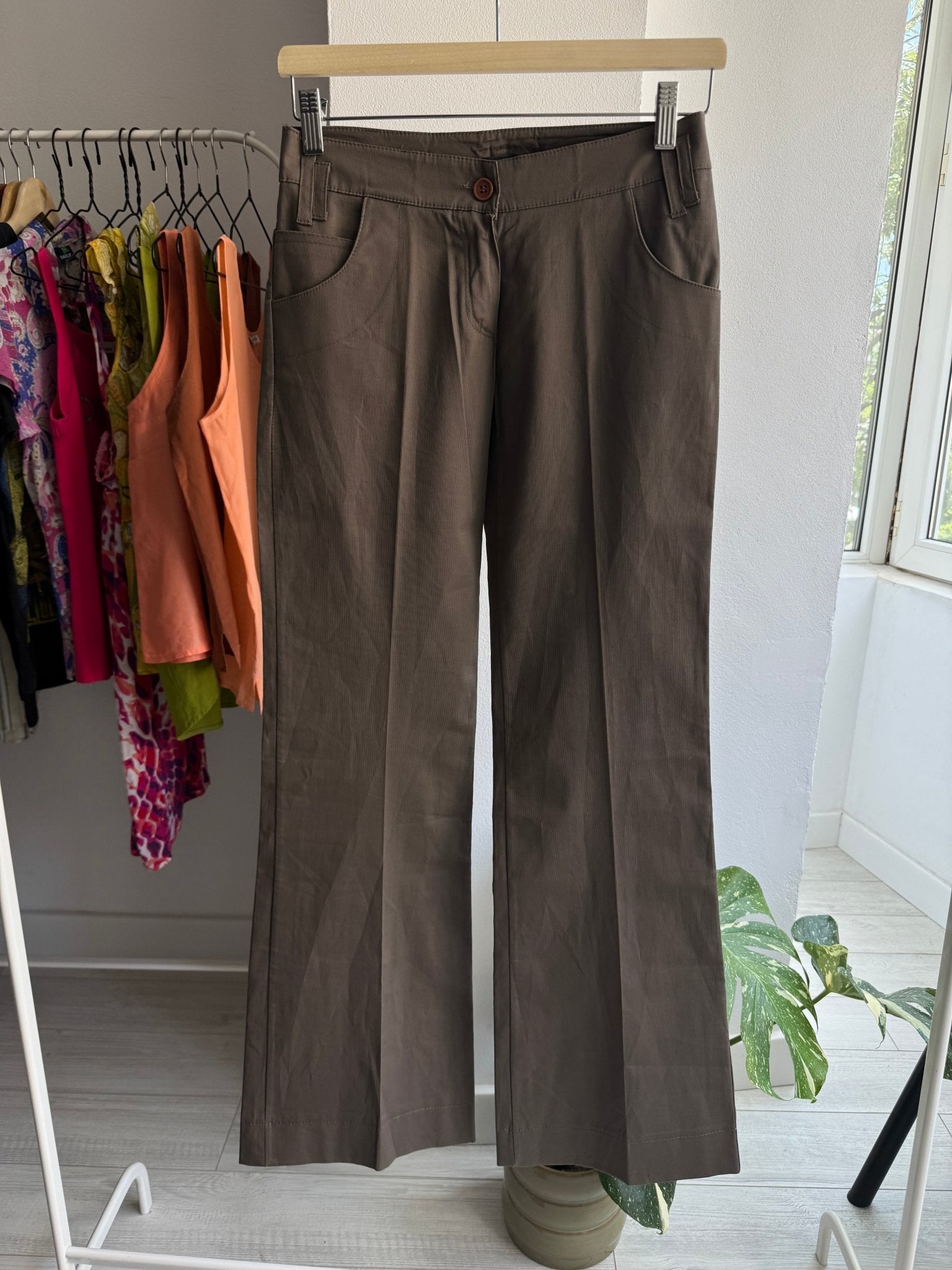 🪵 Pantaloni Y2K Flared – S Damă - anbracaminte